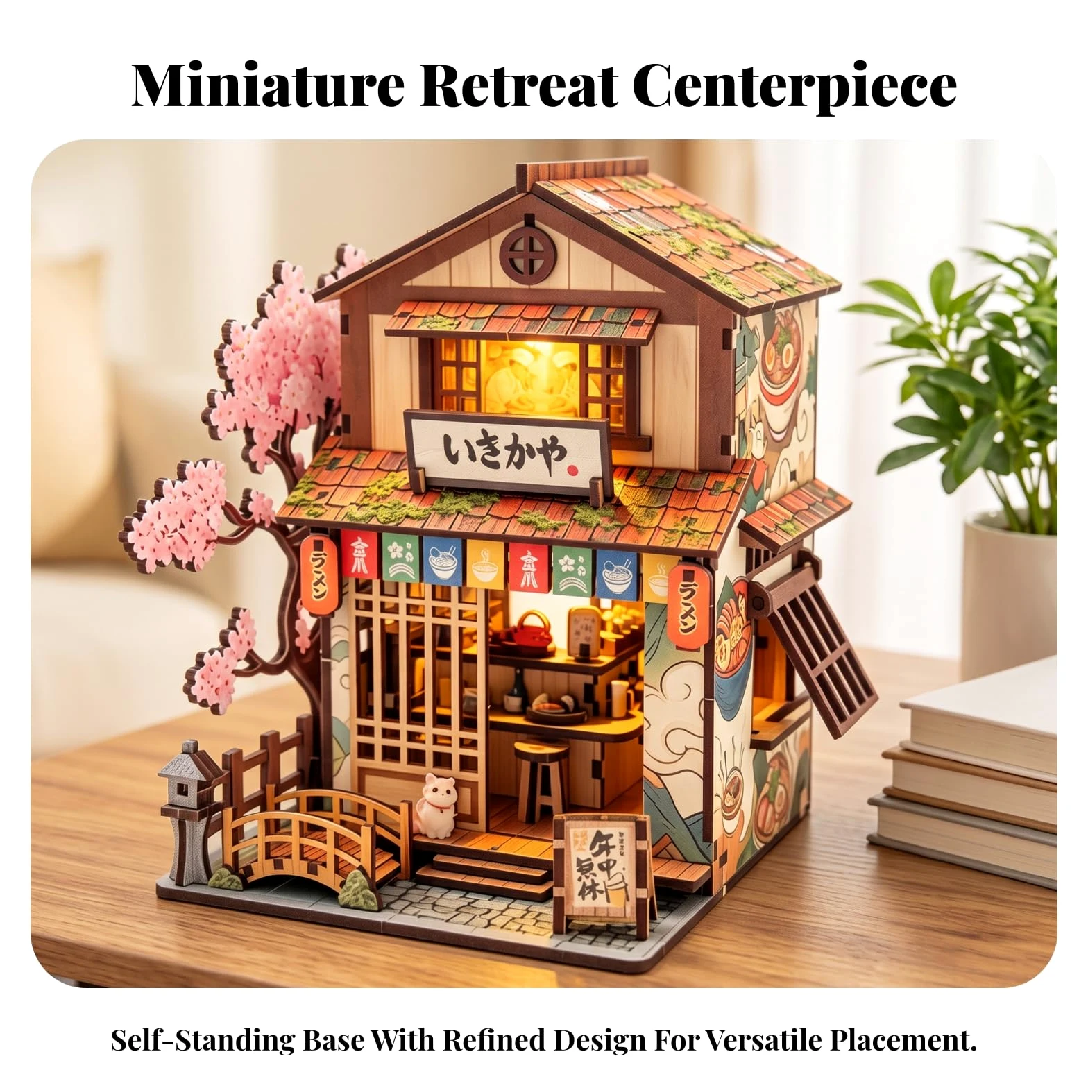 Casa in Miniatura in Legno Decorativo | Realistico, Casa in Miniatura Fai da Te, Calde, Modello da Assemblare, per Libreria