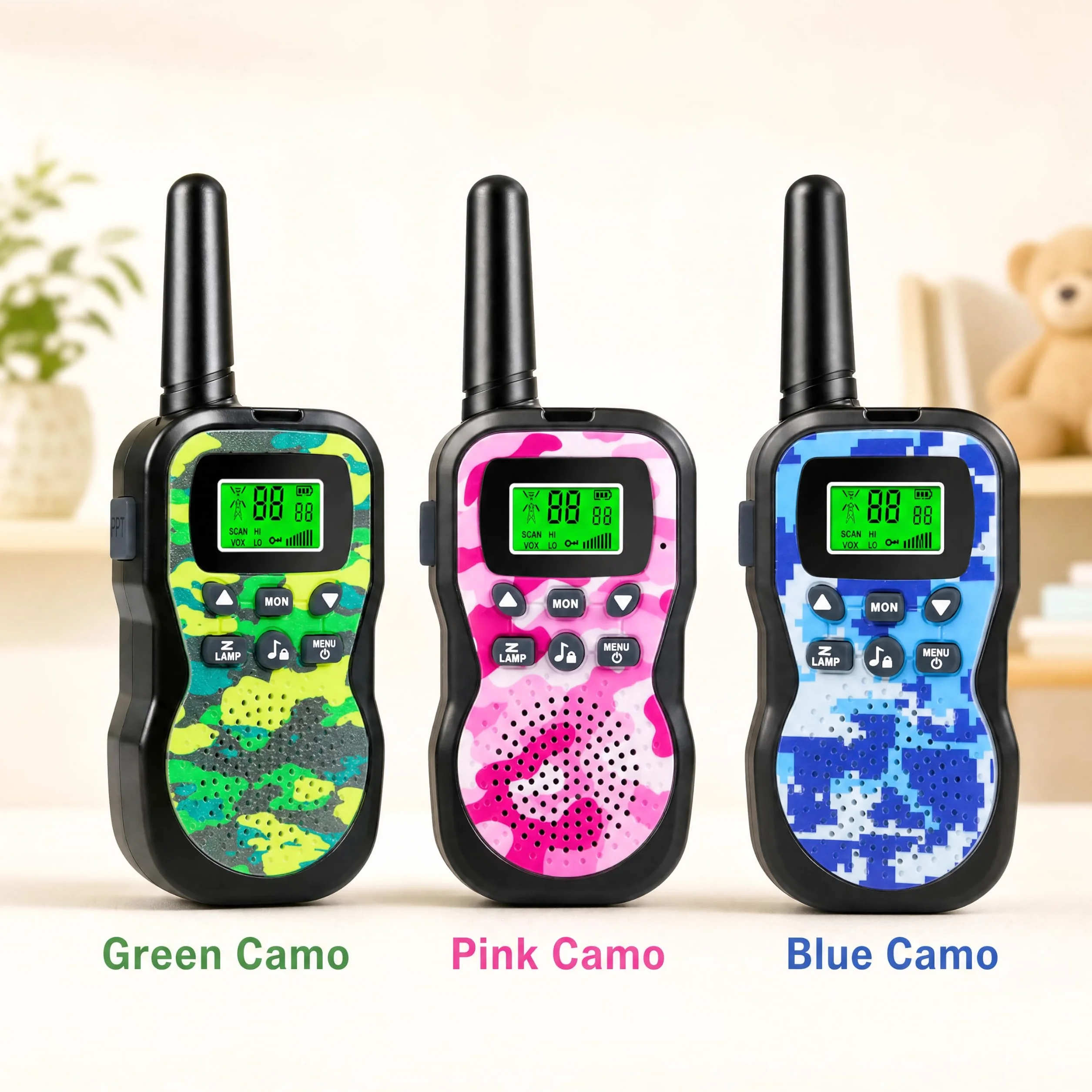 Nestling Walkie Talkies 3 Pezzi, Walkie Talkie Bambini 8 Canali Radio a 2 vie con Torcia LCD