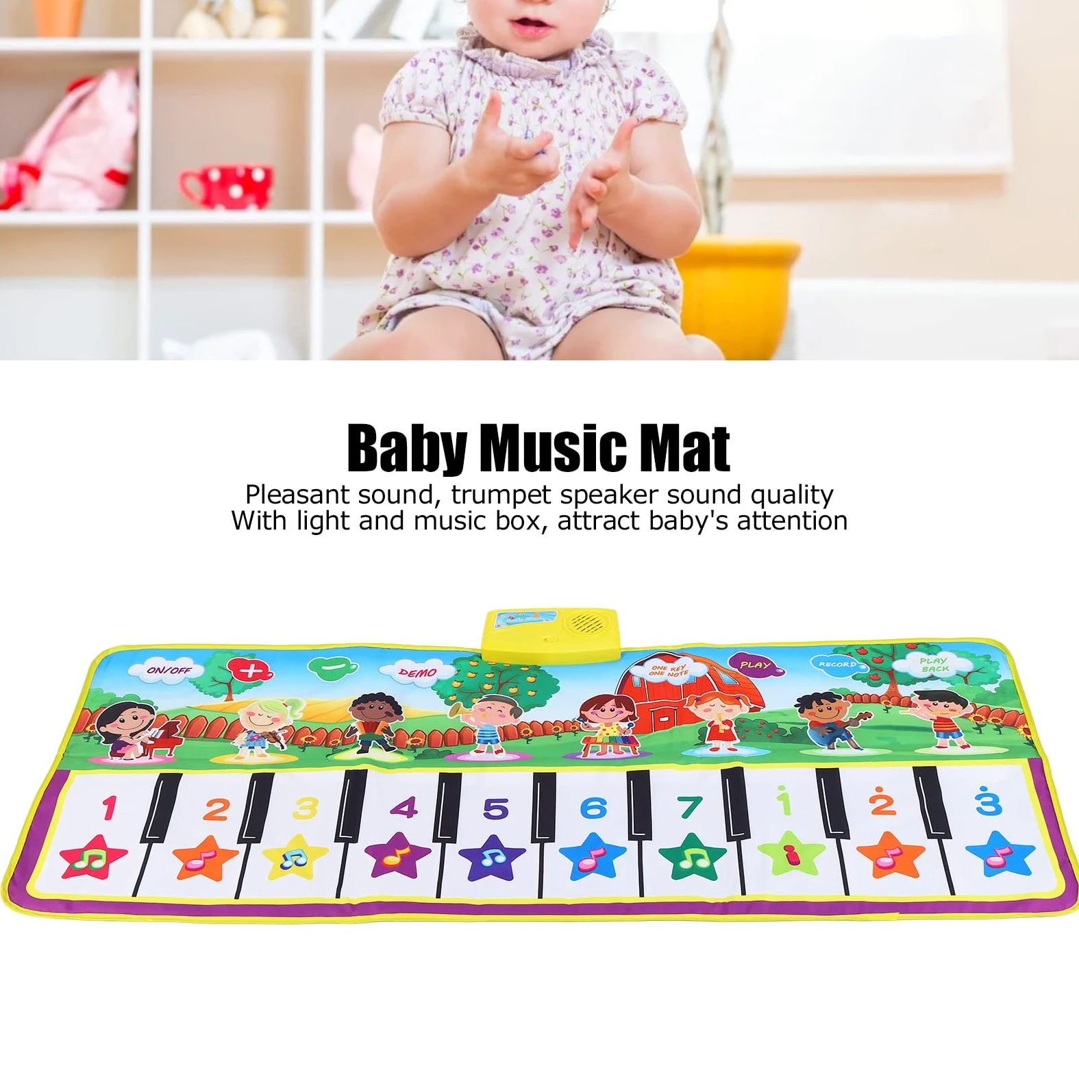 Tappetino Musicale Il Materiale Antiscivolo dai Colori intensi e insapore migliora Le capacità dei Bambini. Tappeto Musicale per l'area Giochi
