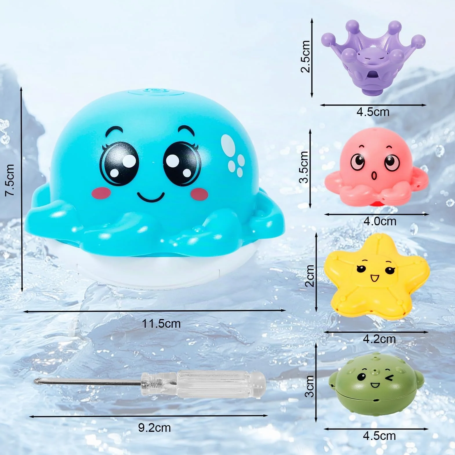Giochi Bagnetto Neonato, Polpo Giochi Vasca da Bagno Bambini Spruzzo d'Acqua Automatico, Giochi Bagnetto con Luce a LED, 4 Teste di Spruzzo, Giocattoli da o Piscina per 1 2 3 Anno, Blu