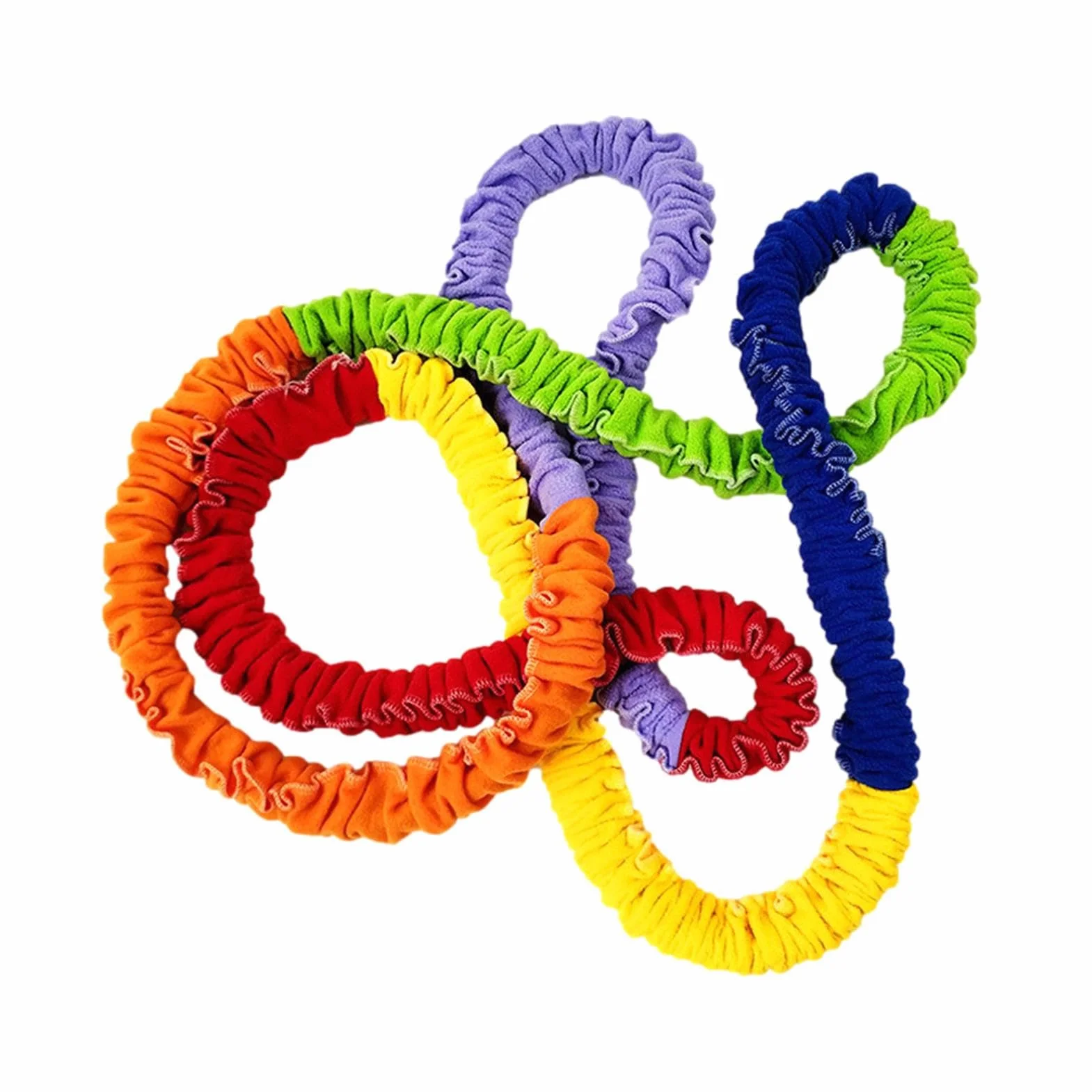 Pull – Corda elastica in quattro direzioni – Attrezzatura di squadra per attività all'aria aperta | Cinghia colorata arcobaleno da corsa con design flessibile, sensoriale, ideale per bambini, gioco di