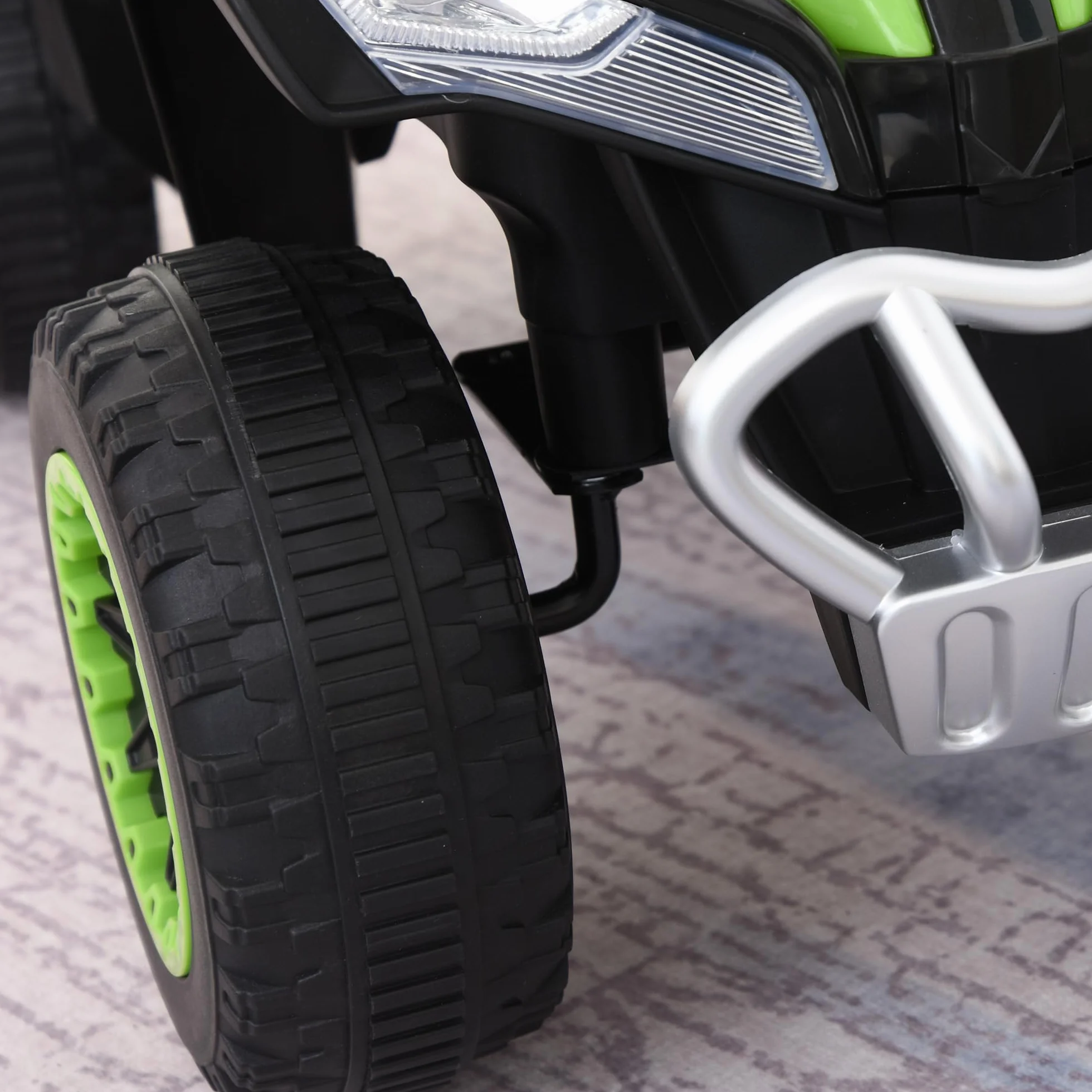 HOMCOM Mini Quad per Bambini 18-36 Mesi, PP e Metallo, Spinta Manuale, Musiche, Fari, 67.5x38x44cm, Verde