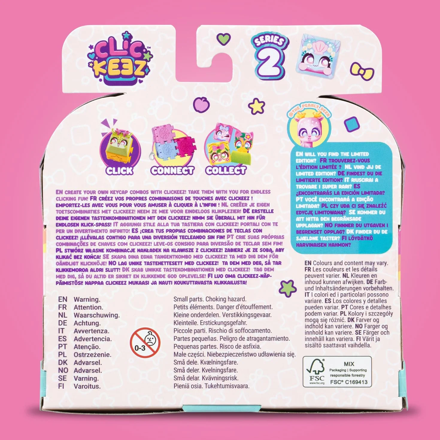 CLICKEEZ Multipack Serie 2 5 Mini Figure Kawaii Keycap Trasformabile Portachiavi Fidget Toy Sensoriale Effetto ASMR Gioco Collezionabile Da 6 Anni
