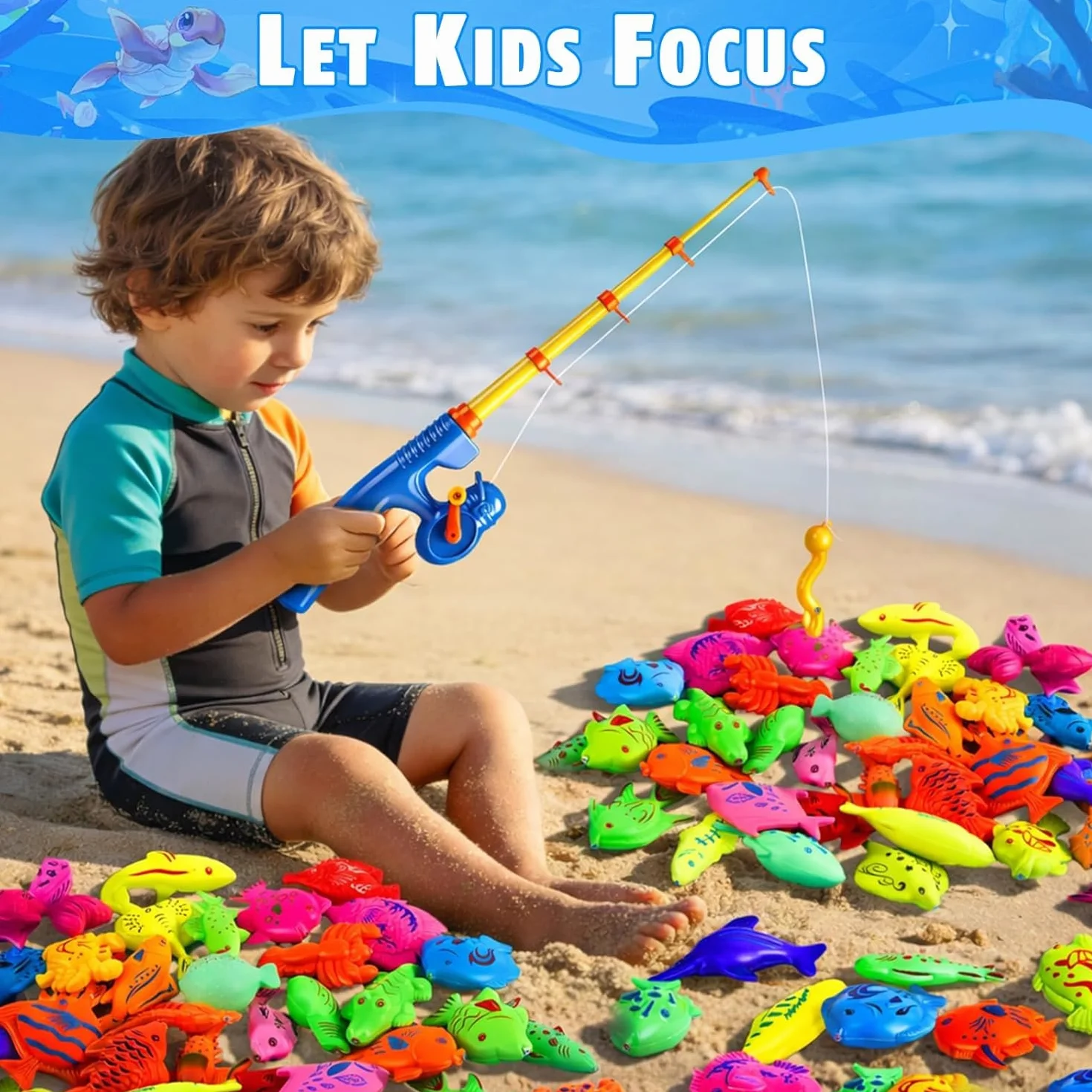 Gioco di Pesca Magnetico per Bambini 3 4 5 Anni - 30 Pezzi Giocattoli da Bagnetto e Piscina - Set Pesca con 2 Canne da Pesca e Custodia - Regalo Estivo per Mare, Giardino e Spiaggia