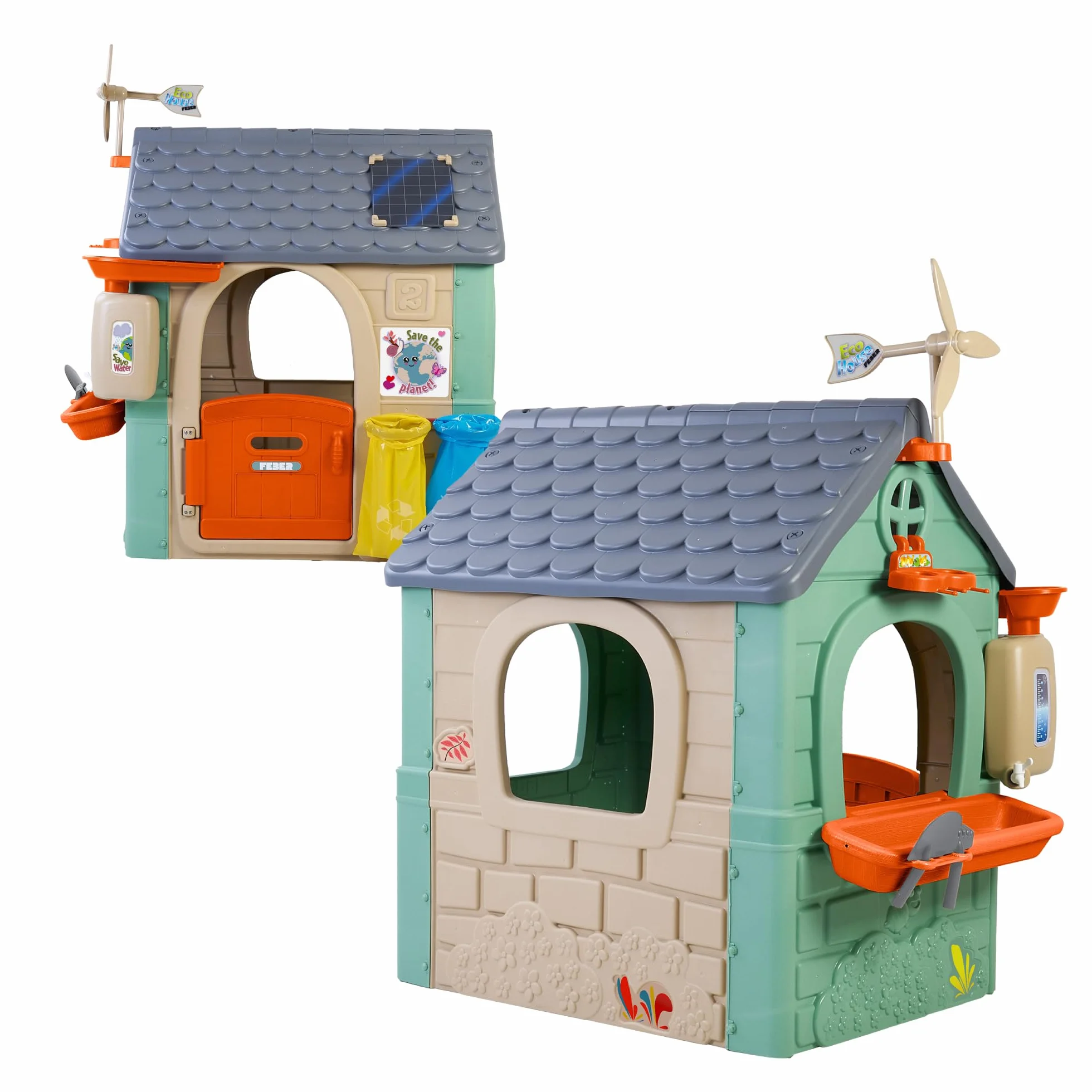 FEBER – Casa Recycle, casa in plastica riciclata, con porta apribile, colori luminosi e resistenti alla luce del sole, facile da montare, per bambini/e da 3 anni, Famosa (FEH26000)