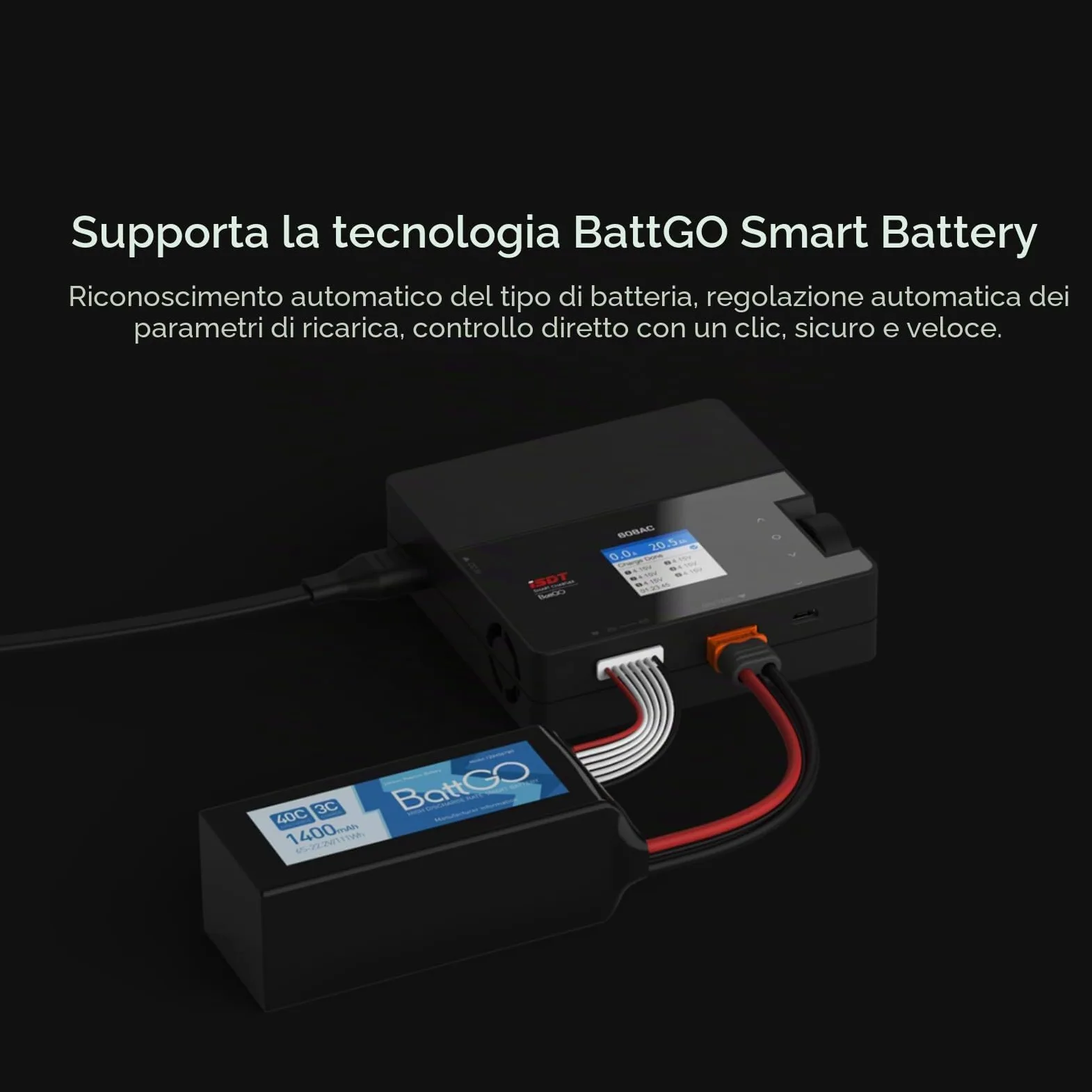 ISDT Caricatore Lipo da 608 AC, 50 W/200 W DC, Dual Mode RC, Alimentatore Rimovibile, Caricatore Intelligente per LiPo, LiHv 1-6S/Pb 1-12S/NiMH 1-16S, Funzione Scarica