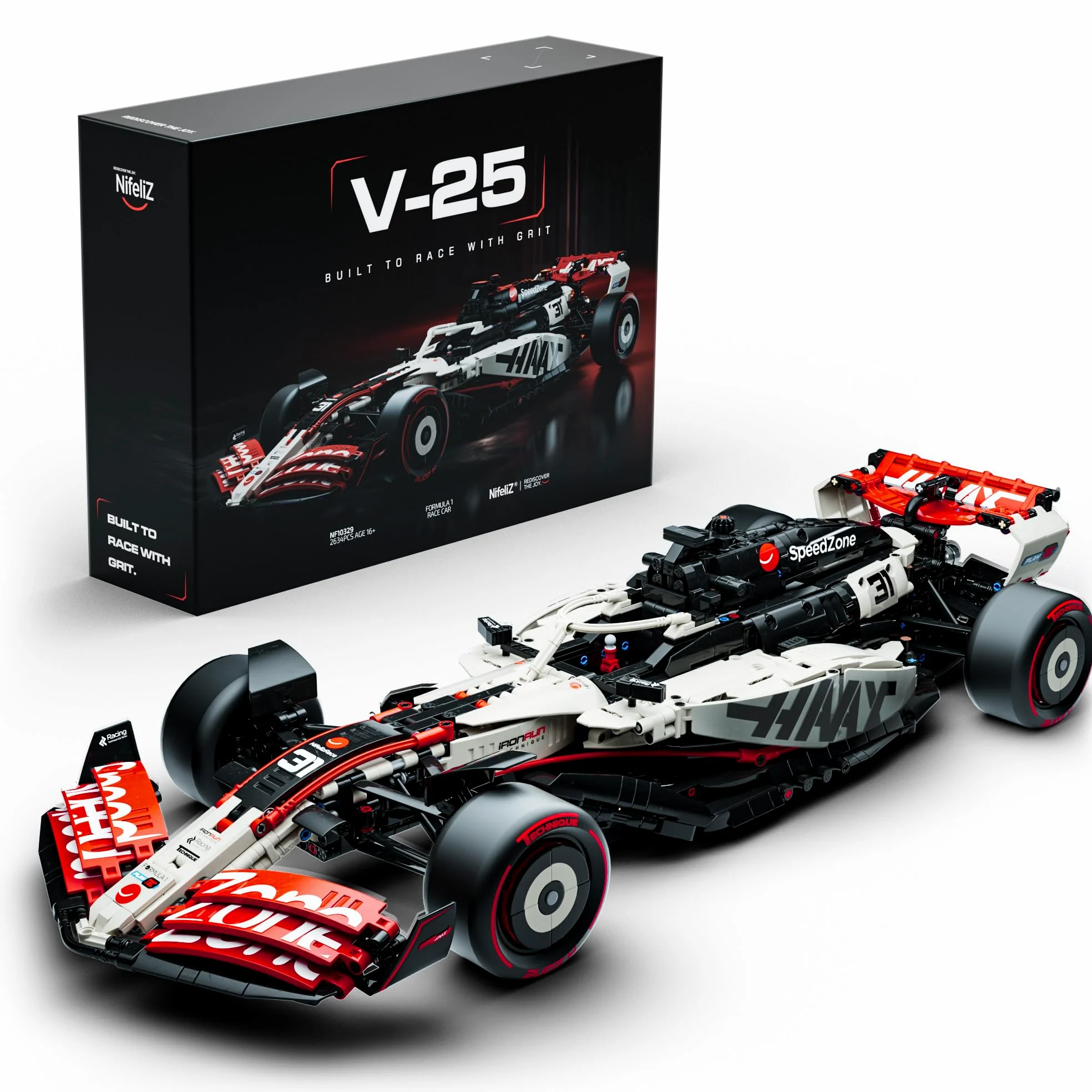 Nifeliz Set di costruzione di V25 Auto, Modellino da Costruire di Auto da Corsa in Scala 1:8 per Adulti, Idea regalo decorativa per appassionati di automobilismo (2634 pezzi, NF10329)