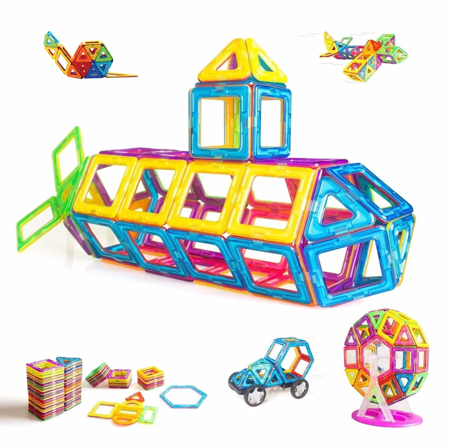 Condis 95 Pezzi Costruzioni Magnetiche Bambini 3-8 anni, Blocchi Calamite Gioco Educativi Regalo Montessori