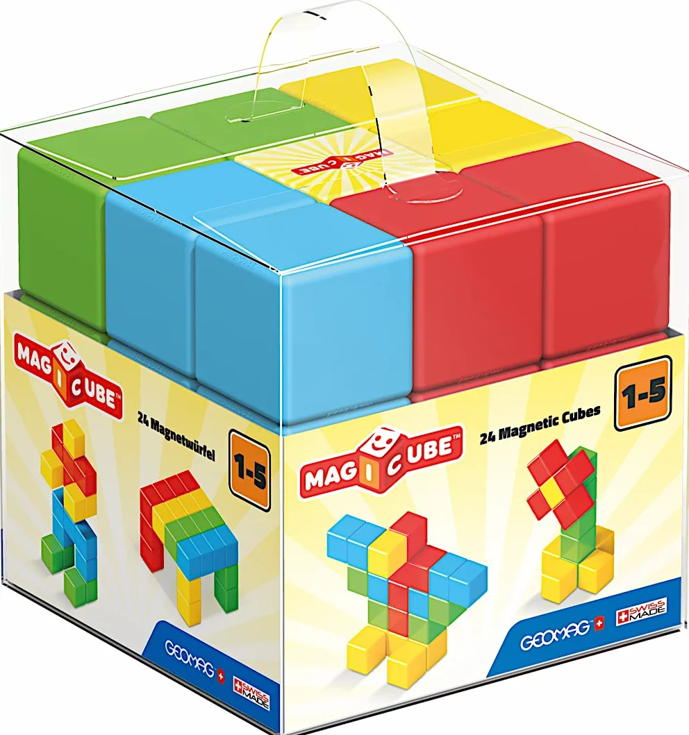 GEOMAG Magicube Full Color Gioco di Costruzione Magnetico Bambino, Regalo bimbo bimba 1 2 3 4 5 6 anni, 100% plastica riciclata, educativo montessori, cubi magnetici, costruzioni magnetiche