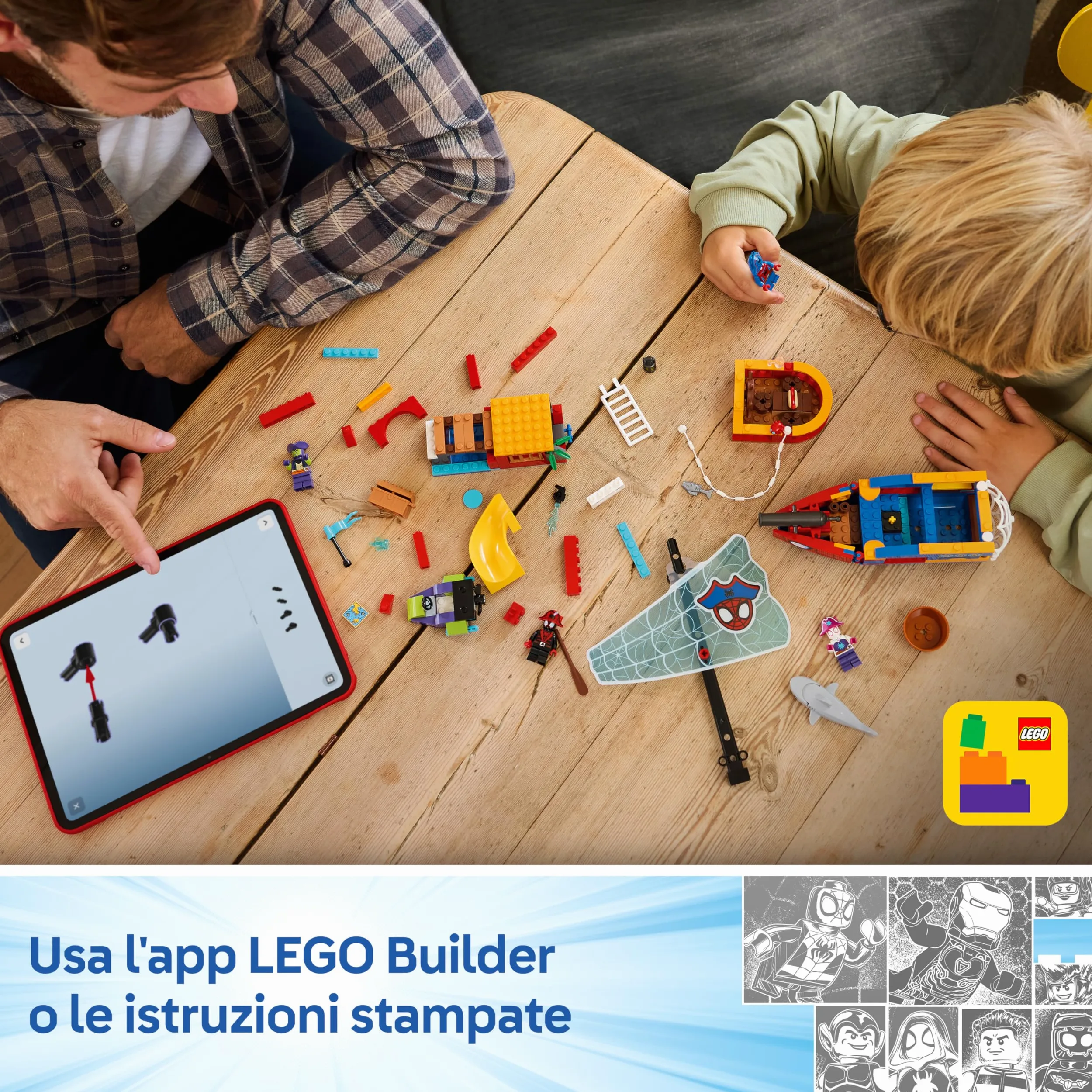 LEGO ǀ Marvel Nave Pirata del Team Spidey - Set dei Supereroi con Nave Giocattolo, 2 Barche e 4 Minifigure - Regalo per Bambini da 4 Anni Fan dello Show Spidey e i Suoi Fantastici Amici - 11208
