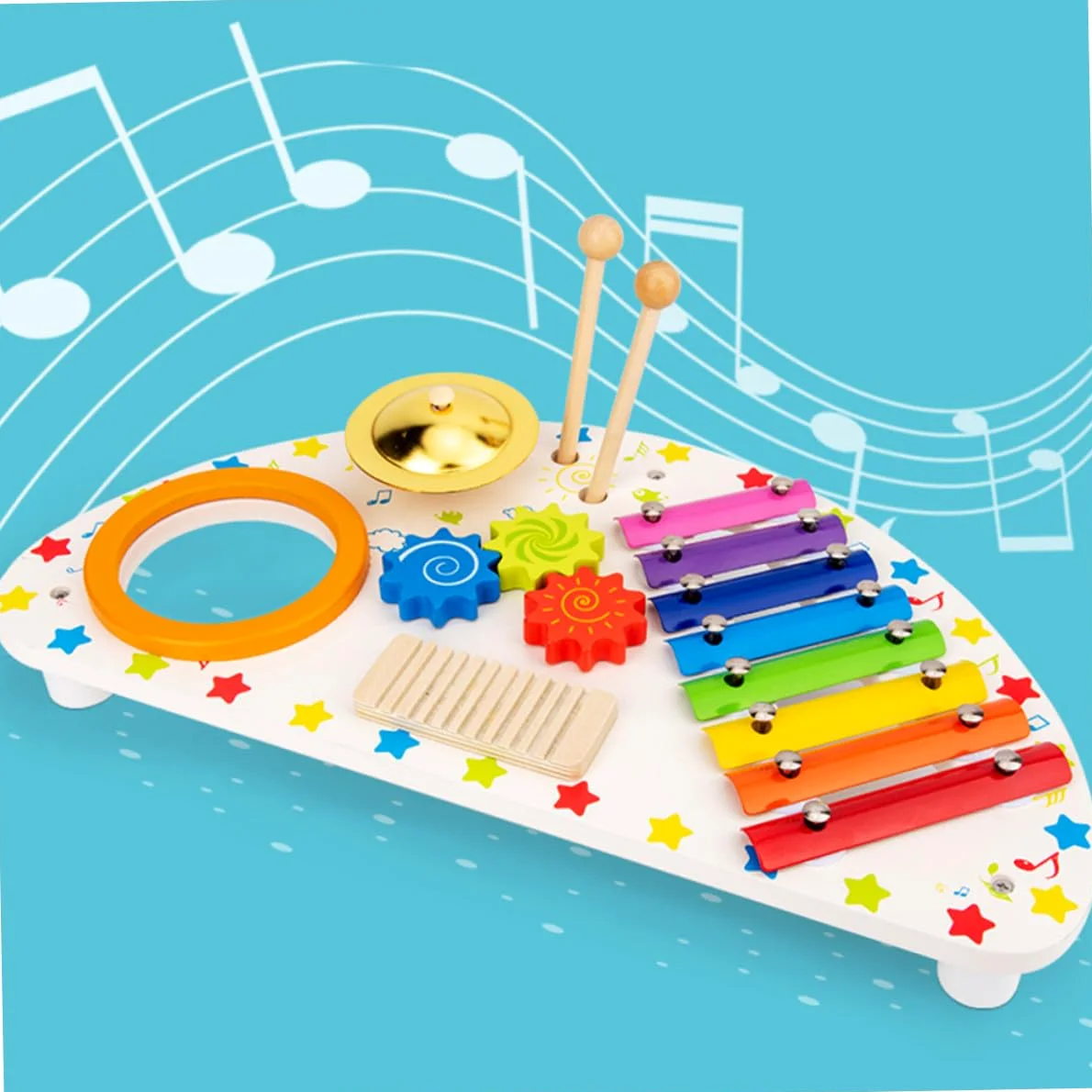 BESTonZON Xilofono in Legno Giocattolo Musicale per Ragazzo Ragazza Strumento Percussione Educativo