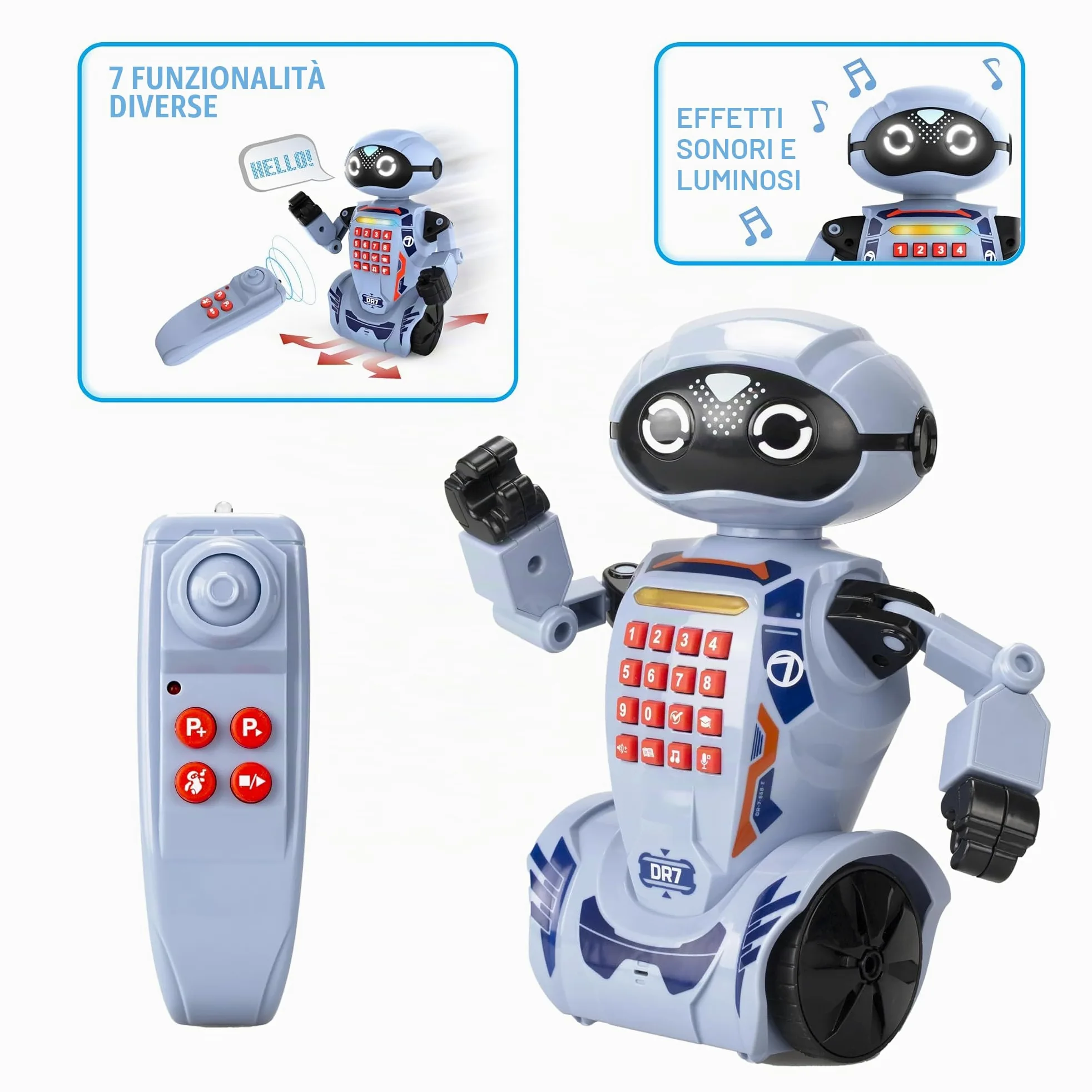 Silverlit YCOO - Robot educativo DR7 (20 cm) - Robot programmabile e radiocomandato con 7 diverse funzioni educative (20 cm) - da 5 anni
