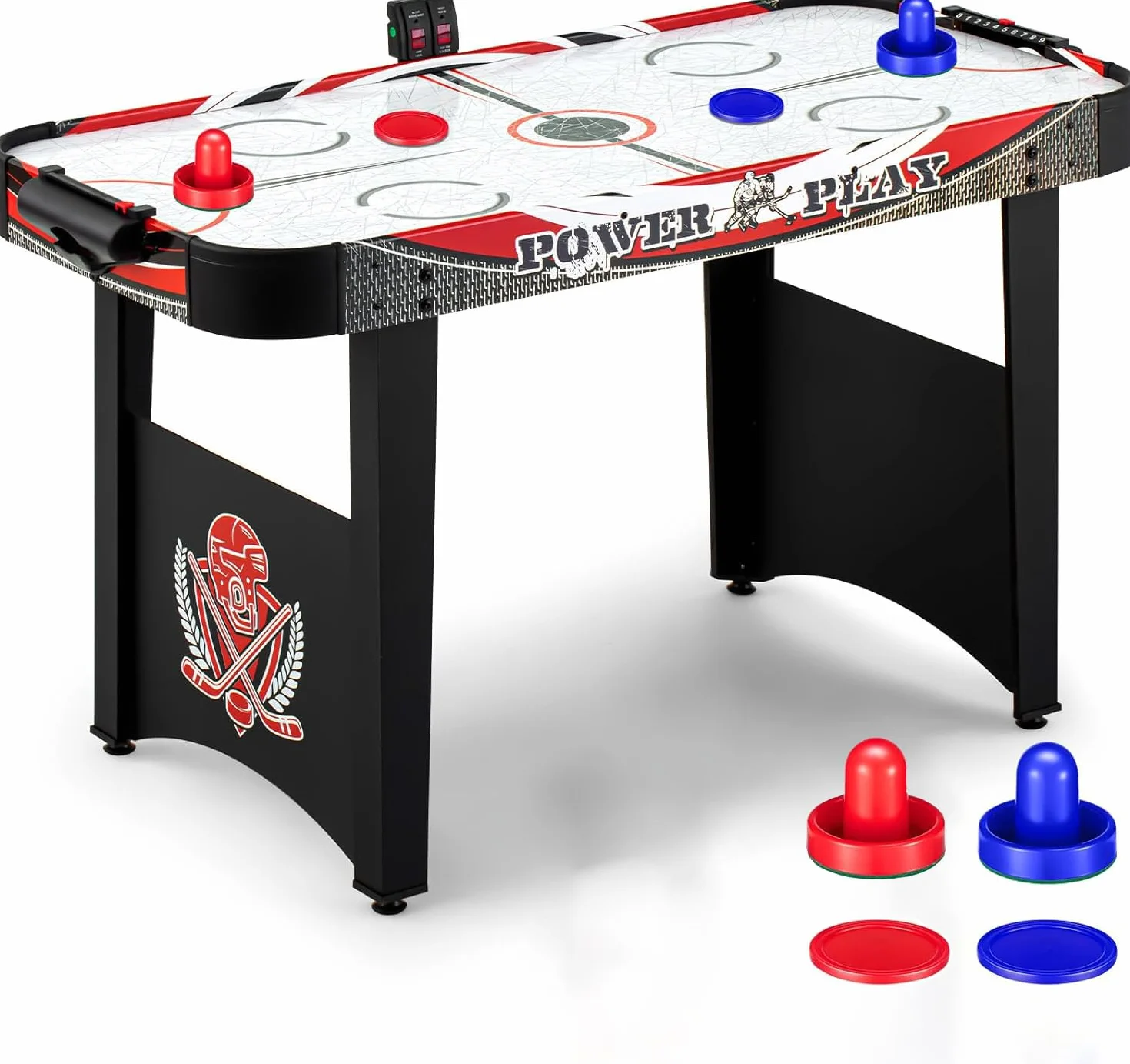 Tavolo da hockey ad aria, 4 piedi, per interni, digitale, gioco da hockey, 2 pusher per adulti