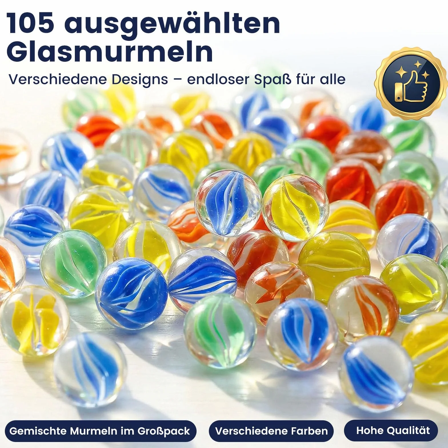 HAKACC 105 biglie di vetro 14 mm colorate per giochi e decorazioni