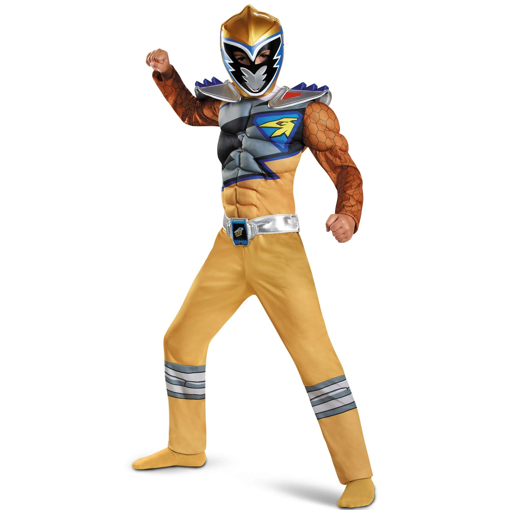 Disguise Gold Ranger Dino Charge Classic Muscle Costume, Medium (7-8) by Disguise