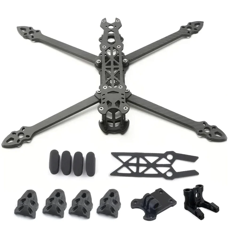 Mark4 Kit telaio quadricottero in fibra di carbonio da 7 pollici 295 mm con bracci da 5 mm per parti compatibili con drone da corsa fai da te(With TPU 1set)
