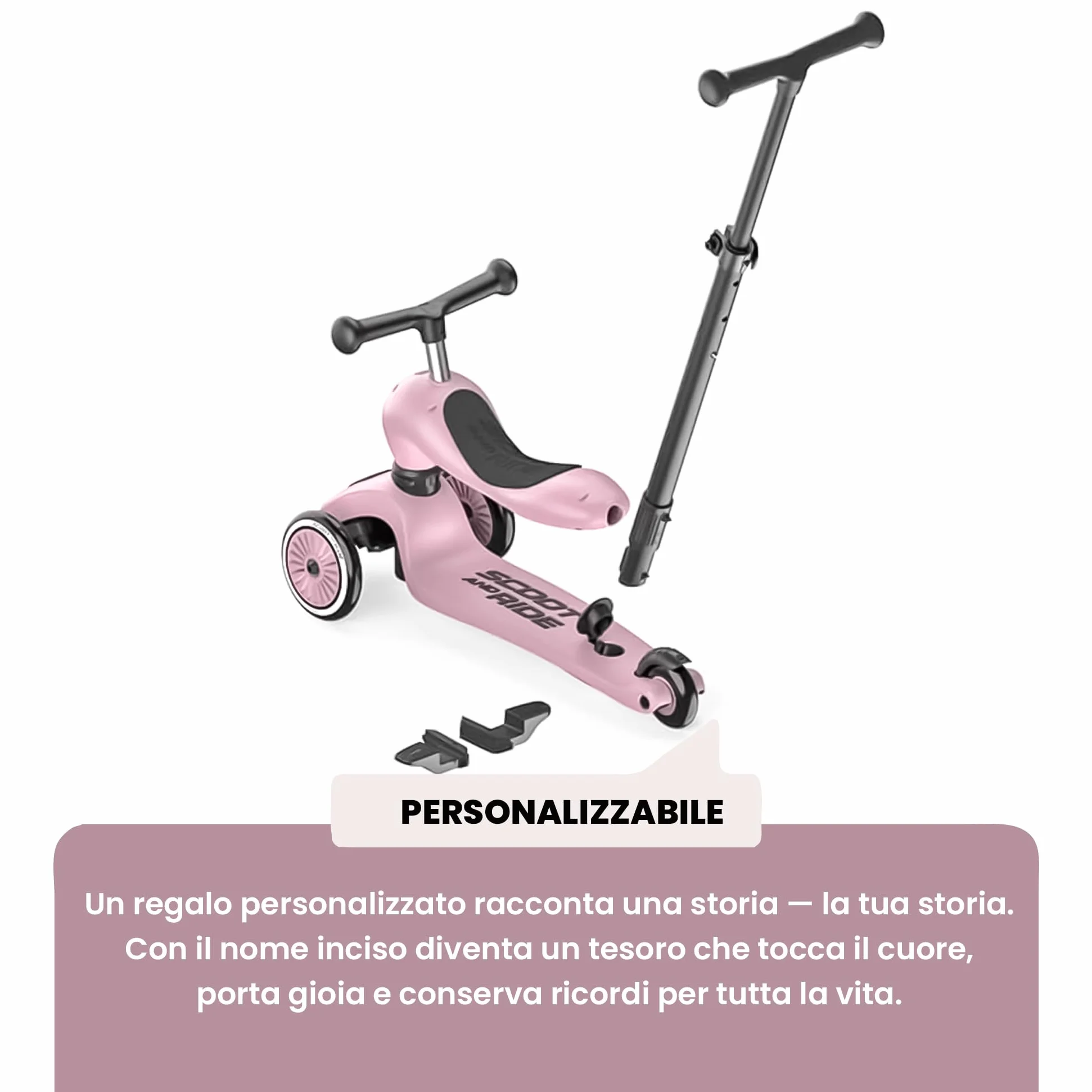 Scoot and Ride Highwaykick 1 Push & Go Wildberry 2 in 1 con seduta e barra di spinta altezza regolabile per bambini da 1 a 5 anni