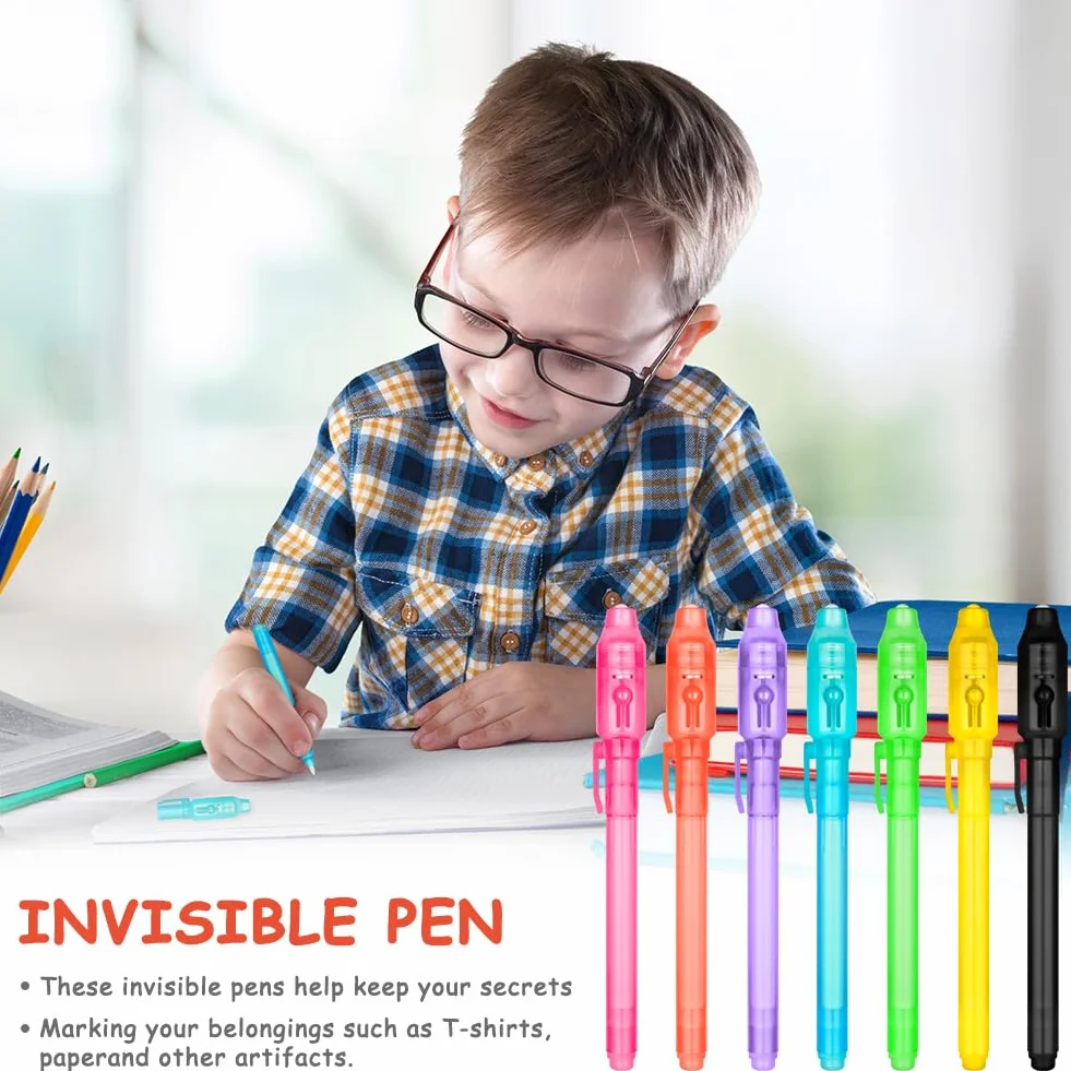 OFFCUP Penna Invisibile, 7 Penne a Inchiostro Invisibile, Pennarello di Sicurezza UV Magico, Regalo Messaggio Magico