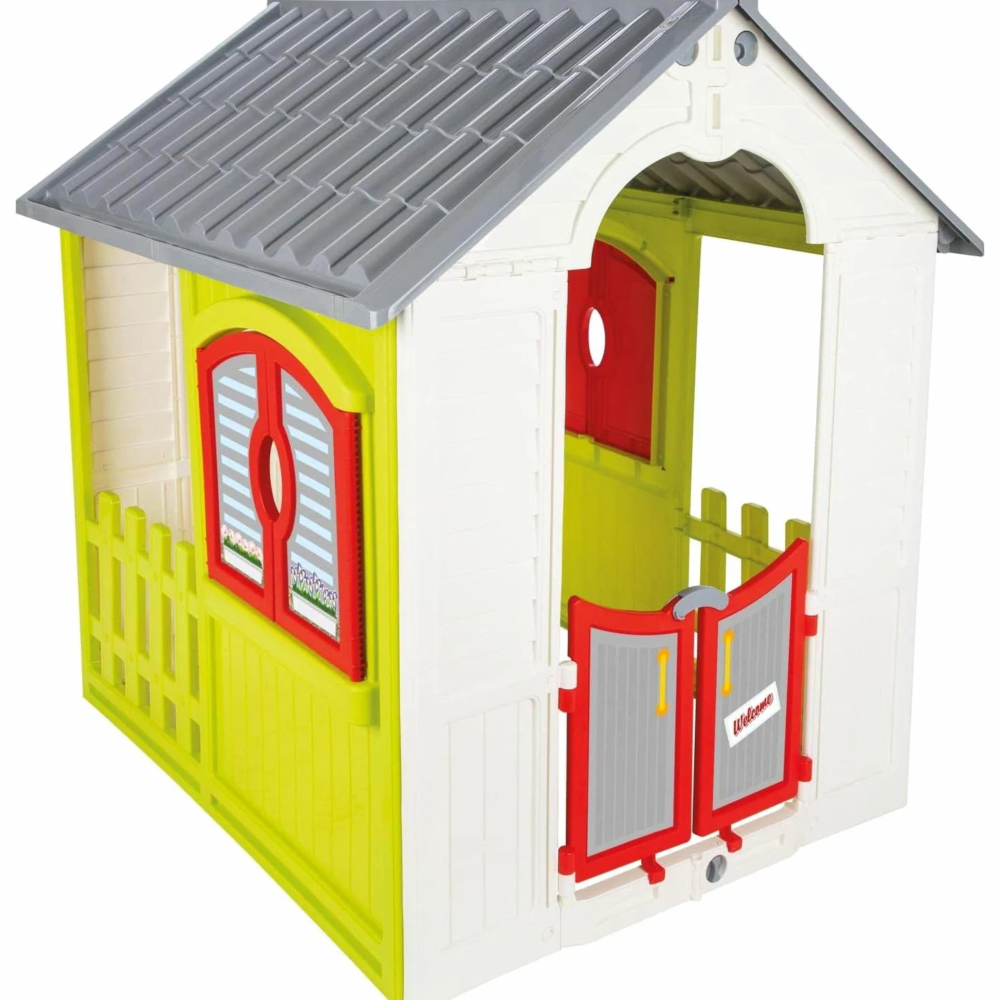 Sport1 Cottage casetta da giardino per bambini pieghevole. Casetta per bambini da giardino/interno. Casa per bambini in plastica. Facile montaggio. Porta e finestre apribili. Dim. 110X92X109cm.