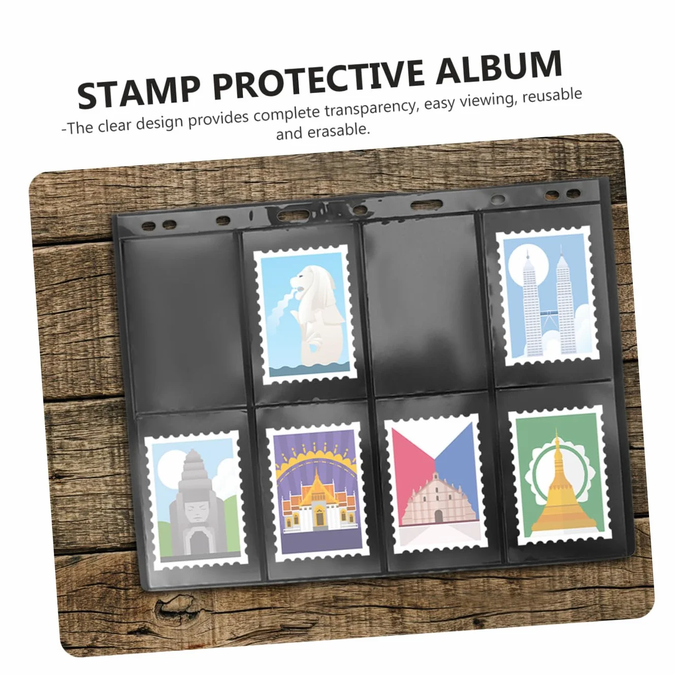 Raccoglitore Francobolli e Album Trasparente per Collezionisti, 10 Fogli Pvc Doppia Faccia per Conservazione Monete e Foto, Supporto Organizer per Filatelia e Collezioni