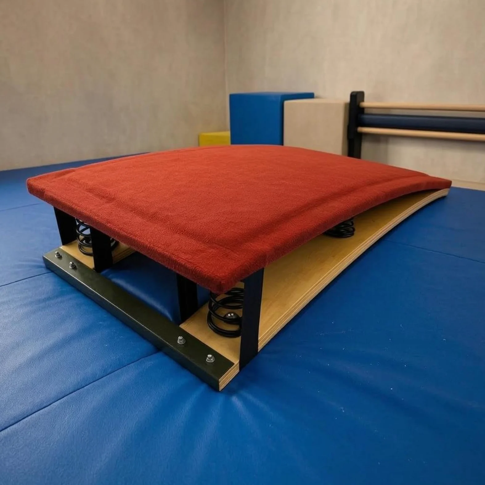 Trampolino per Bambini Tavola per Salto Pedana per Allenamento Molla Superficie Confortevole in Feltro Telaio, Tavola Da Salto A Sei Molle Rinforzate