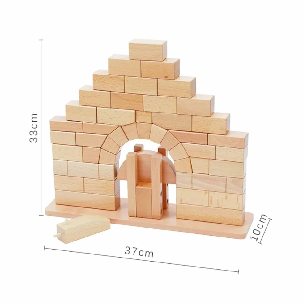 Set di Blocchi da Costruzione in Legno Montessori Arch | Giocattolo sensoriale STEM naturale in legno di faggio per la costruzione di ponti, manipolazione, equilibrio e gravità