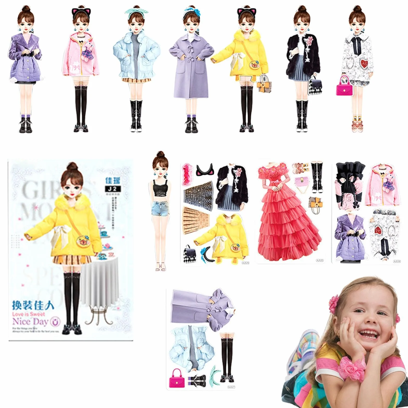Libro Di Adesivi Per Vestire La Principessa | Bambola Magnetica Per Vestire La Principessa | Libro Per Bambole Di Carta Per Bambini | Figura Di Bambola Principessa Magnetica | Figura Di Bambola Magnet