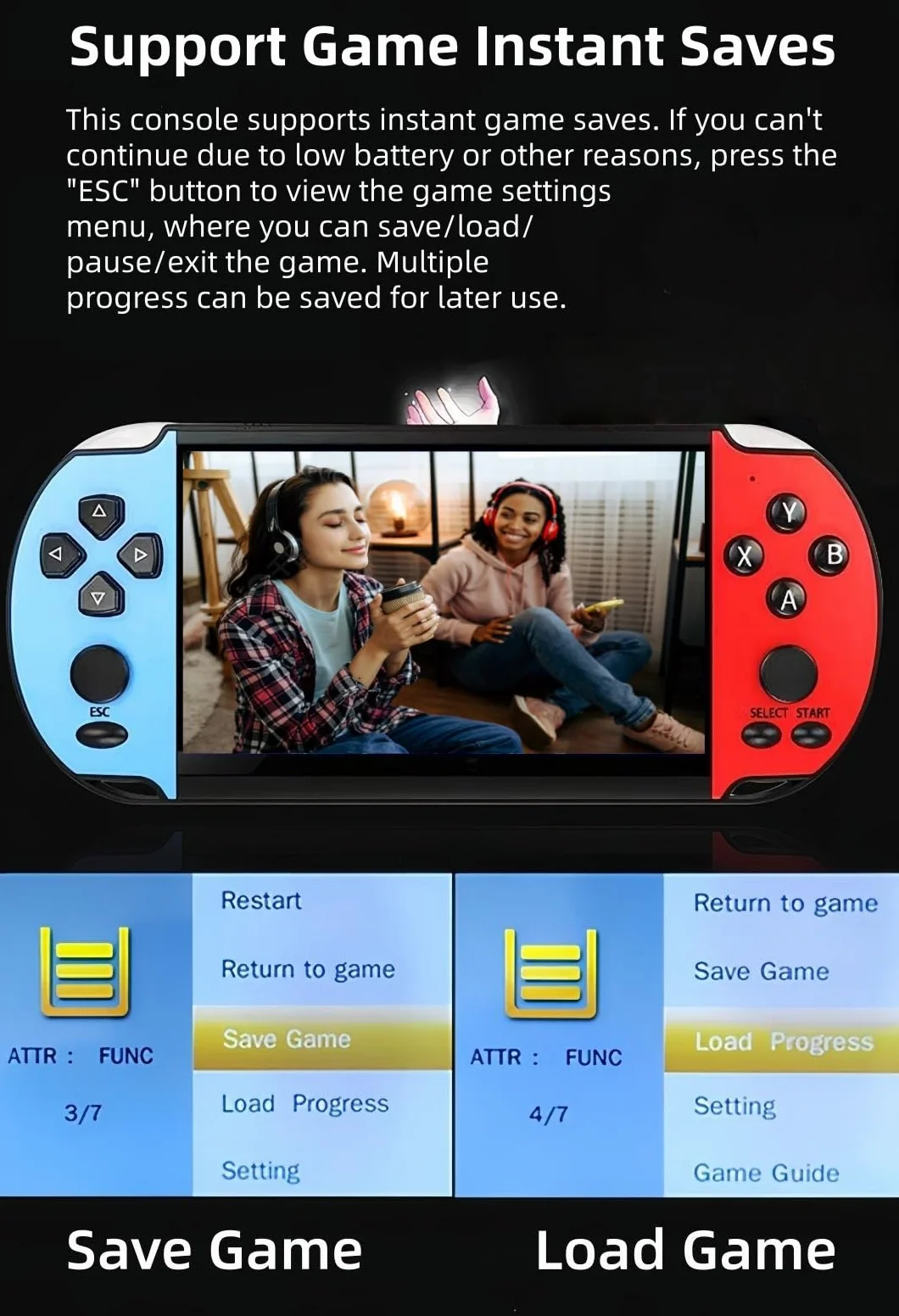 5,1 Pollici Console di Gioco Portatile Più Simulatori Retrò Video/Musica/E-book/Output TV Game Elettronico per il Tempo Libero Interno/Esterno/Viaggio Regalo di Compleanno/Vacanza