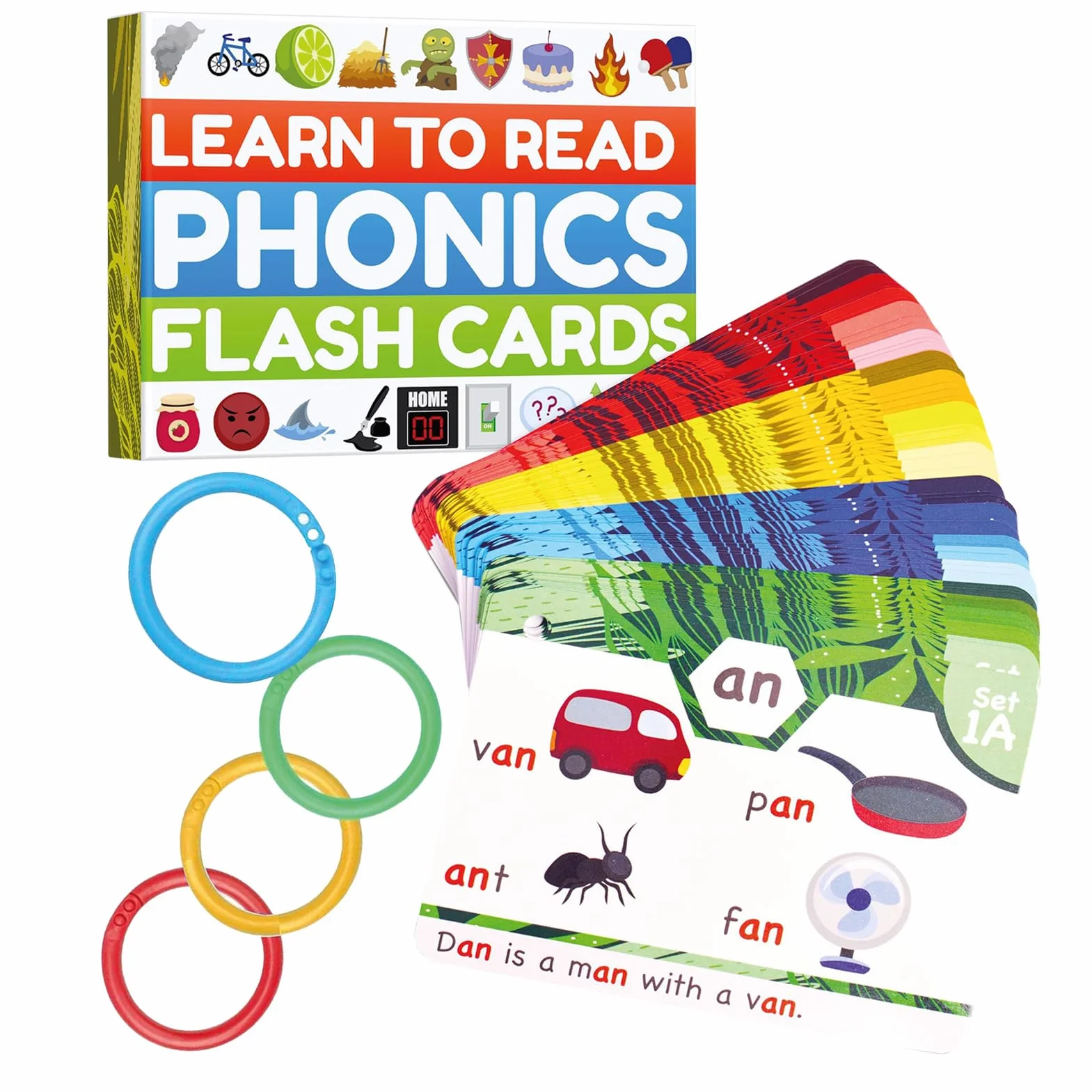 Phonics Set gioco di carte per l'apprendimento 'inglese | gioco e divertimento per bambini e adulti | Impara a leggere fonemi e parole | Connessioni consonanti CVC per consonanti a lunga vocale, 1