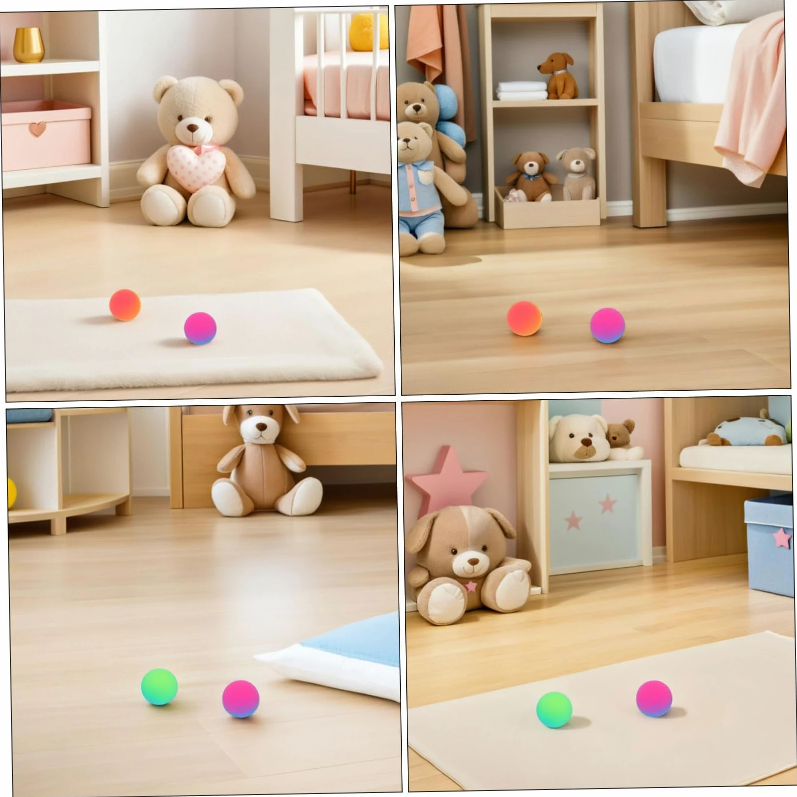 18 Palline Rimbalzanti Giganti in Gomma a Doppio Colore 45mm per Bambini Alta Rimbalzabilità Come Riempitivi per Sacchetti Festa e Divertimento Indoor Colore Casuale