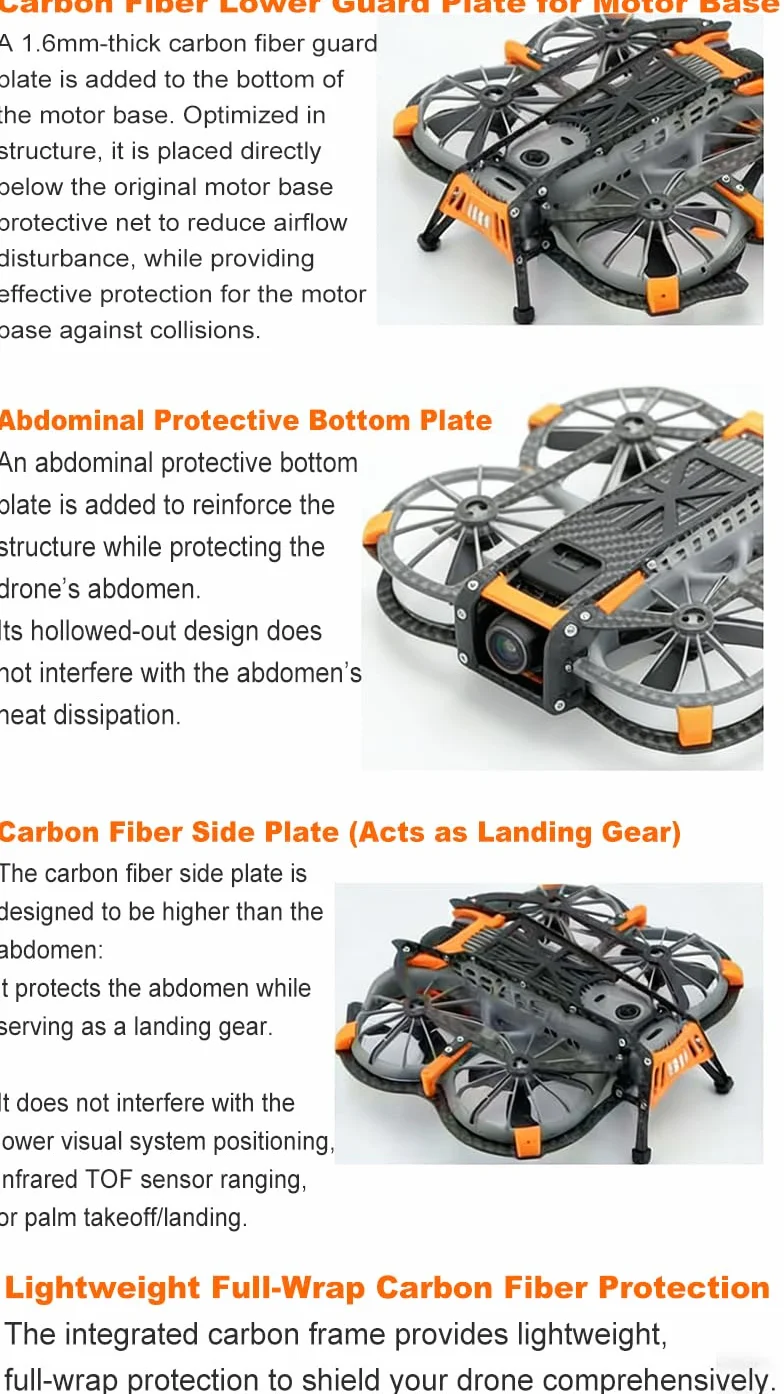 Kit di protezione armatura in fibra di carbonio compatibile con DJI Neo 2 - Cover leggera resistente agli urti con giunto cardanico ed elica per accessori drone Neo 2 (arancione)