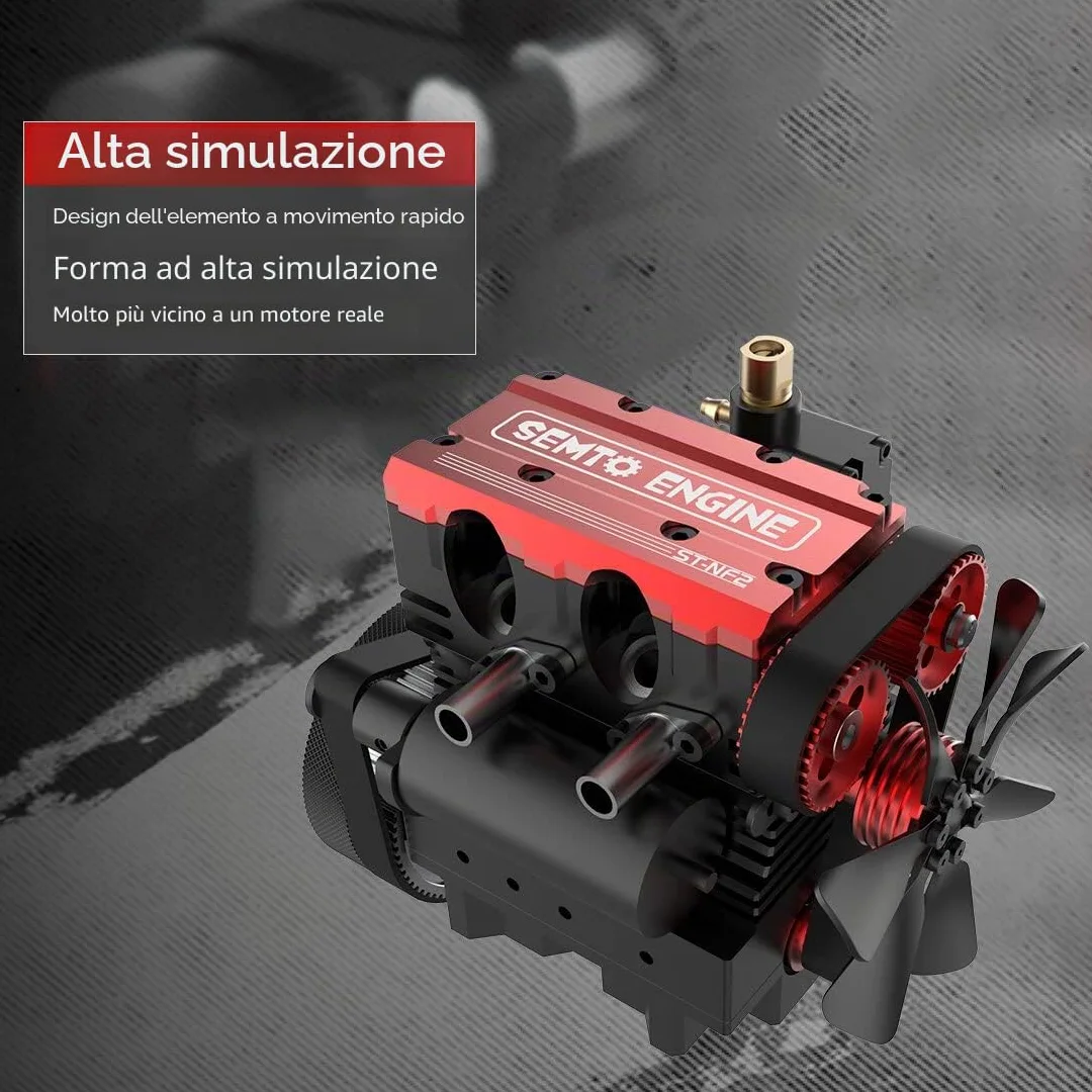 RCXTechPro SEMTO Engine ST-NF2 Inline bicilindrico 7.0cc Nitro Engine Model Set con F-Type Glow Plug, serbatoio carburante, tubo olio e modulo di accensione
