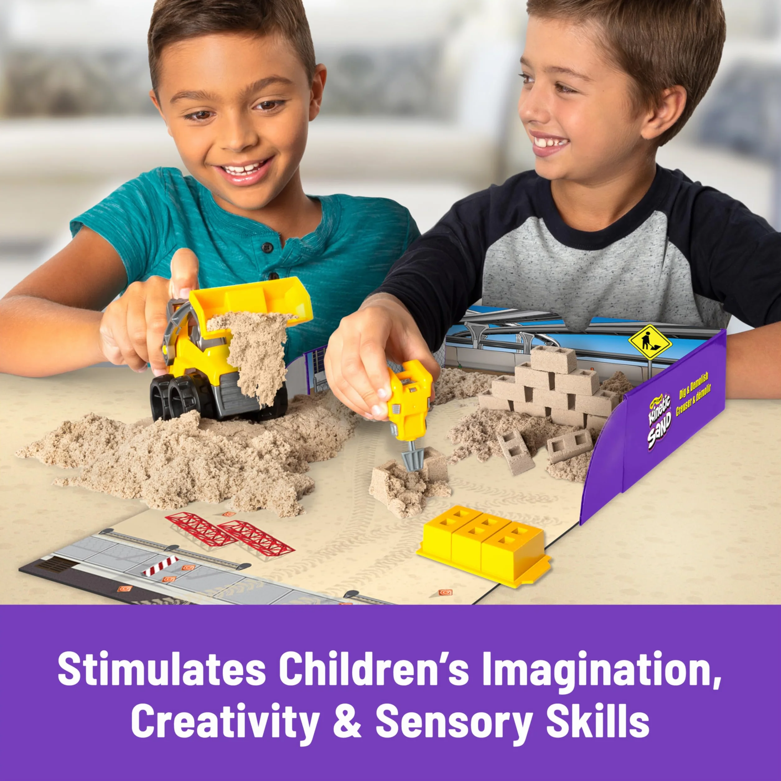 Kinetic Sand, Set Cantiere con Veicolo da Lavoro, 454Gr di Sabbia, dai 3 Anni - 6044178