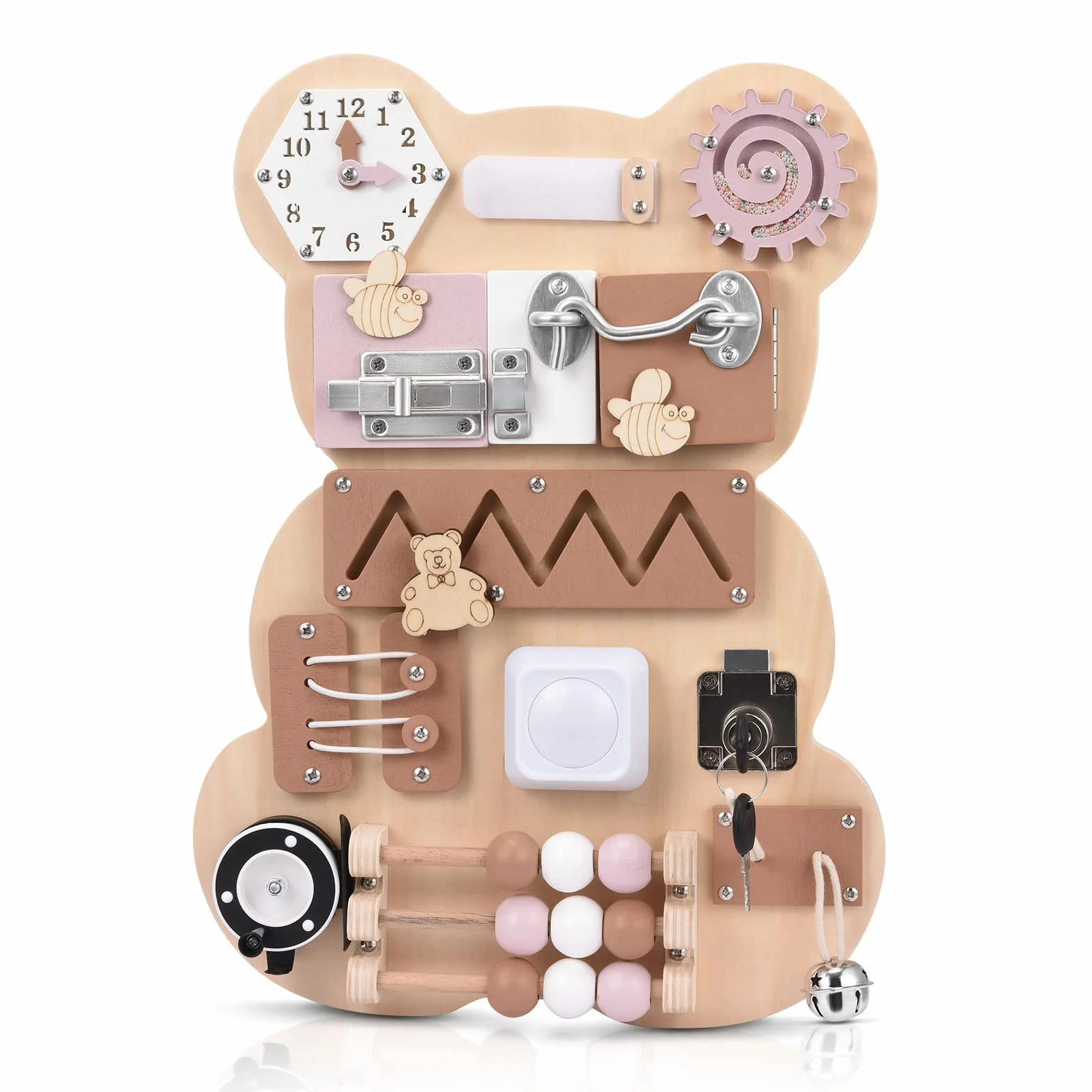 Busy Board Consiglio Occupato Montessori Scheda attività Sensoriale Tavole di attività Sensoriali per Bambini in Legno Fatte a Mano