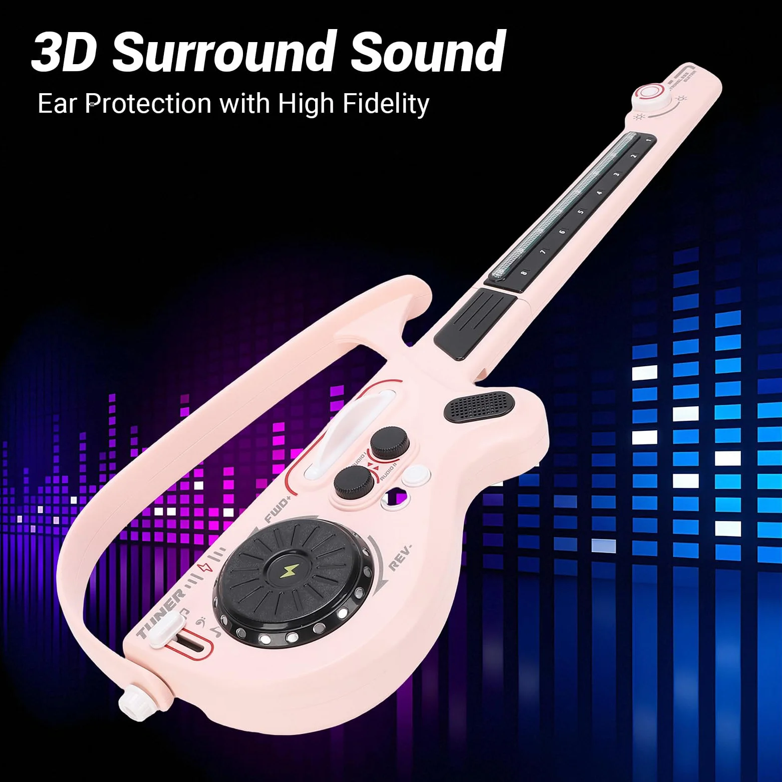 Topiky Chitarra Elettrica per Bambini con Design Senza Corde e Luci LED Colorate, Dai 3 Anni in su (PINK)