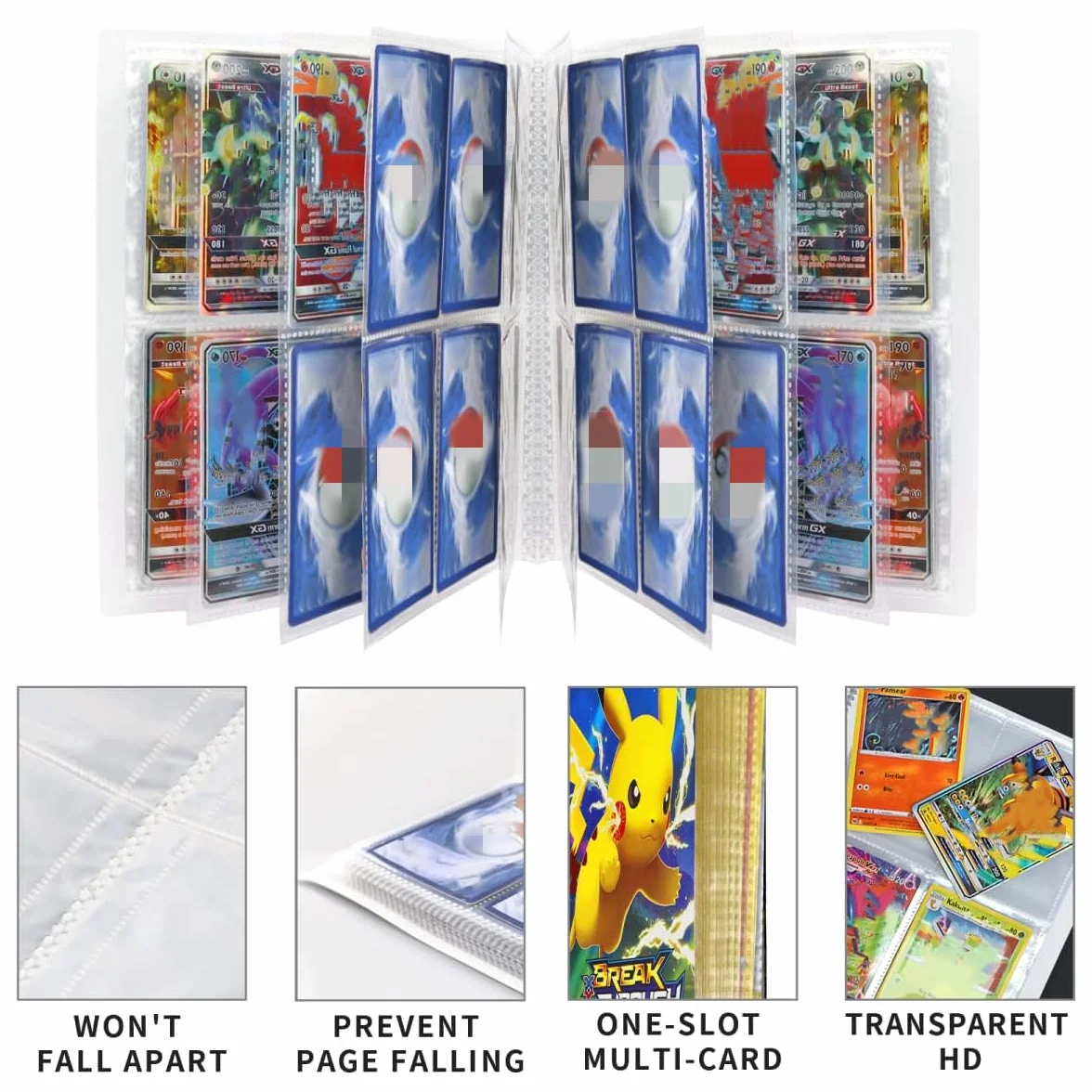 Raccoglitore Carte Pokemon, Album Porta Carte Collezionabili, 30 pagine, può contenere 240 carte