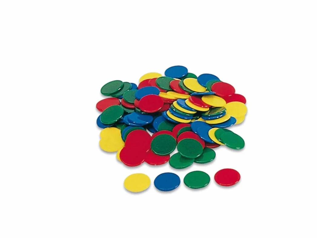 Cayro - Busta Di Gettoni Colorati Da 15 Mm - Gettoni Di Plastica Per Giocare Con Amici E Familiari - 100 Gettoni - Colore: Rosso, Giallo, Verde E Blu