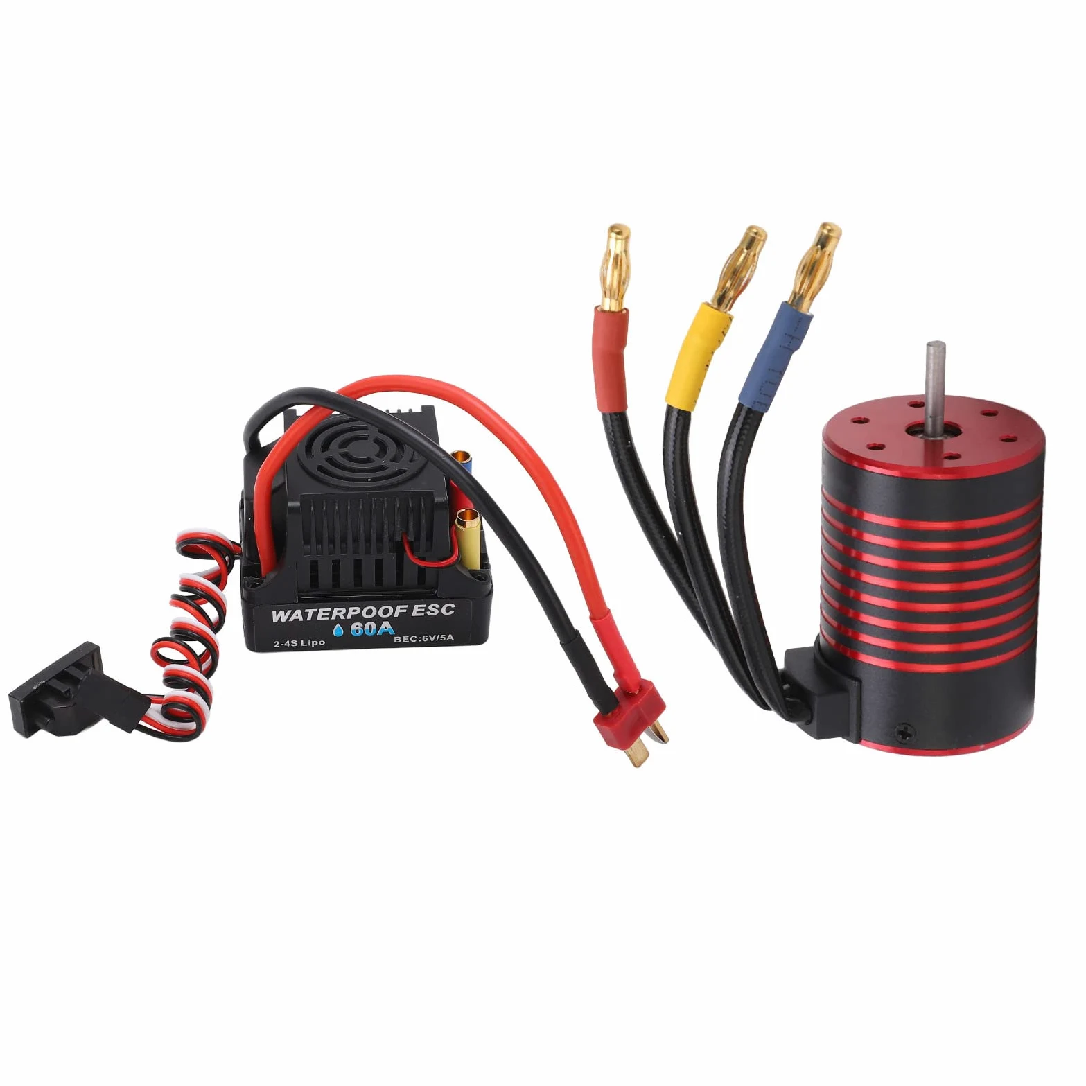 Set motore senza brushless, impermeabile, ESC Brushless, regolatore di velocità elettrico, 60 A, ESC 1/10, 4 poli, per auto giocattolo (3100 KV)
