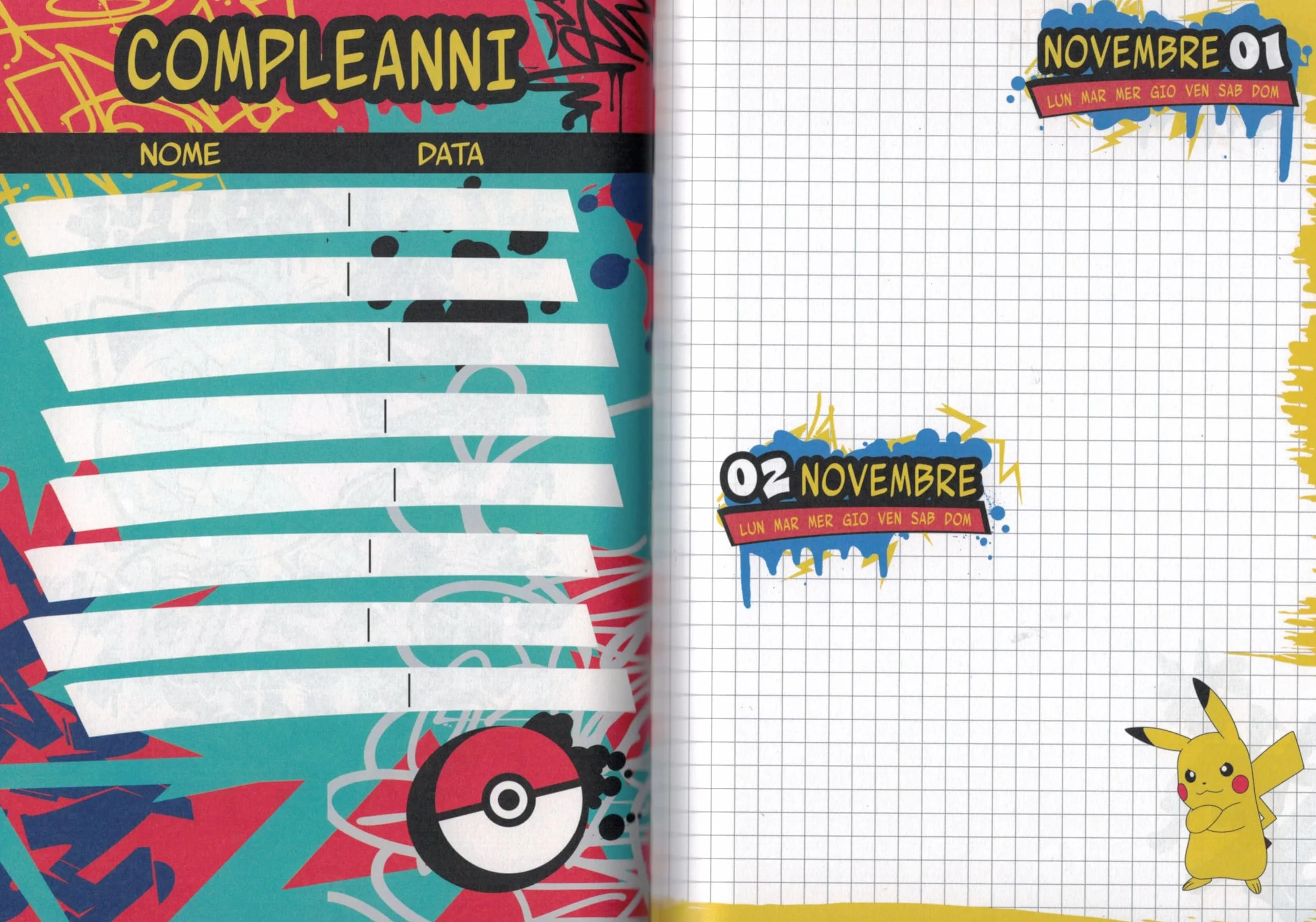 Pokemon Seven Diario Agenda Scuola Blu