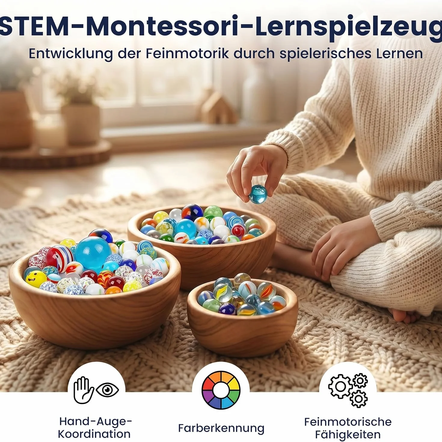Set di 85 biglie in vetro colorate in scatola di latta per bambini