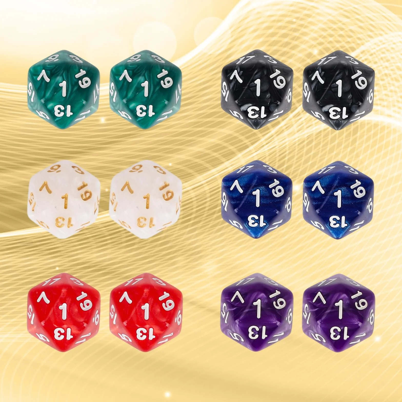 12 Pezzi Set di Dadi D20 Standard in 6 Colori, a 20 Facce Dadi Contatore per Giochi di Ruolo MTG DND Party Card Loaded Games con Custodia