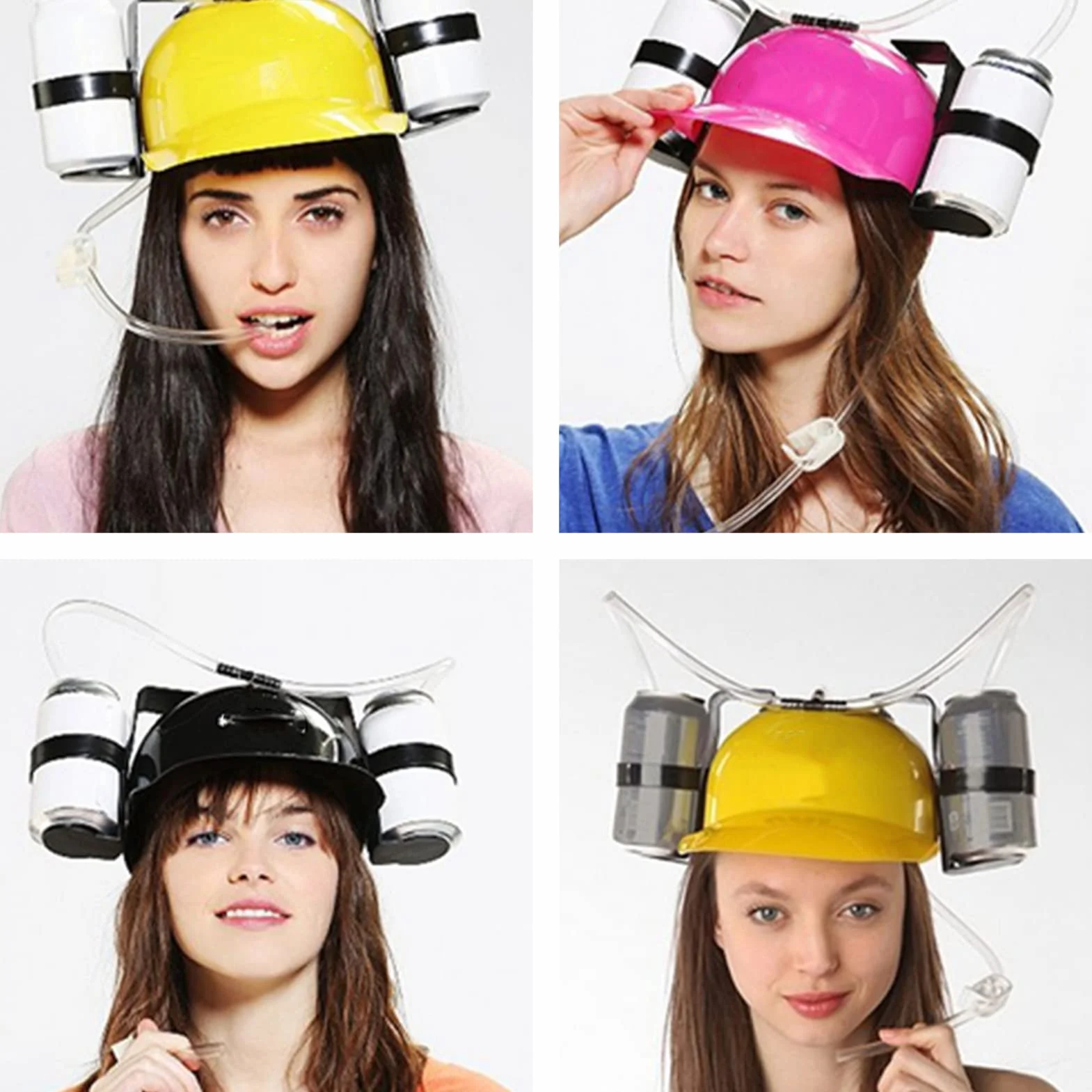 Jauhmui Casco da birra, per feste e birra, con tubo, porta bevande con 2 contenitori e tubo per bevande, ideale come regalo per feste di carnevale, divertente da birra, unisex, per la festa del papà
