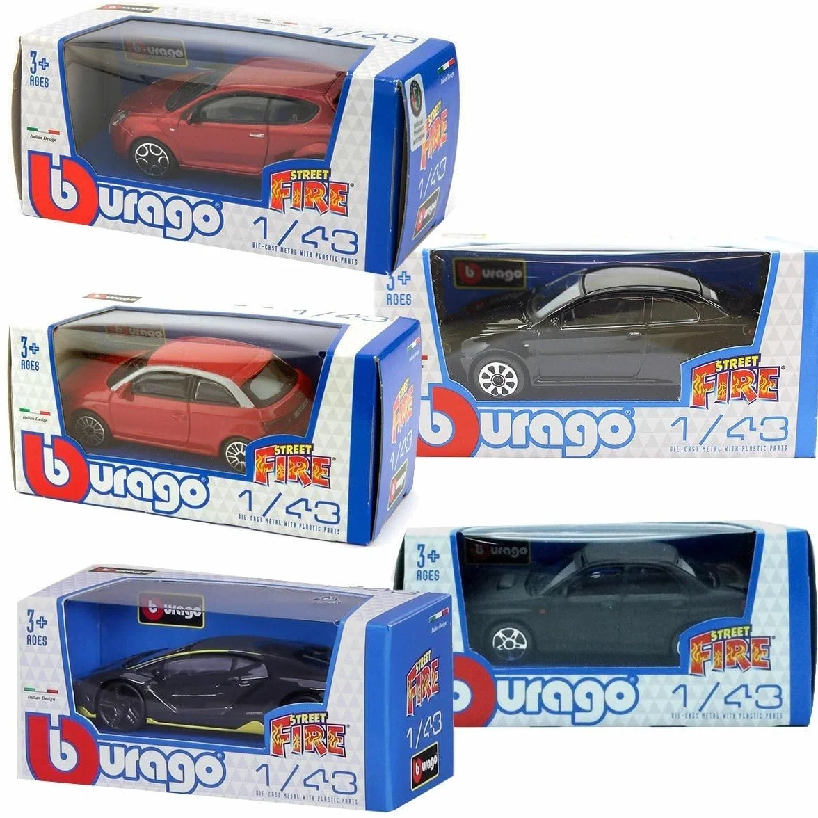 Bburago Street Fire – Set 12 Modellini Auto in Scala 1:43, Macchinine in Metallo Die-Cast, Modelli Assortiti da Collezione, Regalo per Bambini e Collezionisti