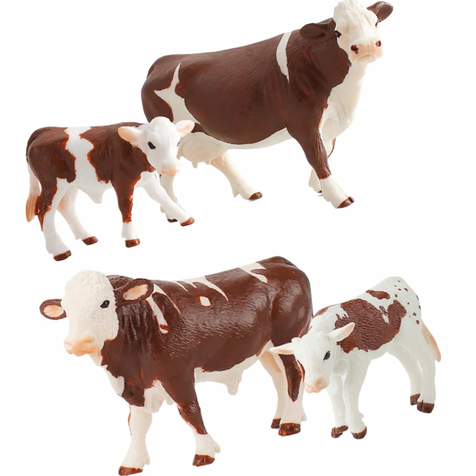 Set 4 Modelli Animali da Fattoria in Pvc, Giocattoli Educativi Mucche Simulazione, Stimolano Immaginazione e Competenze Cognitive per Ragazzo Ragazza