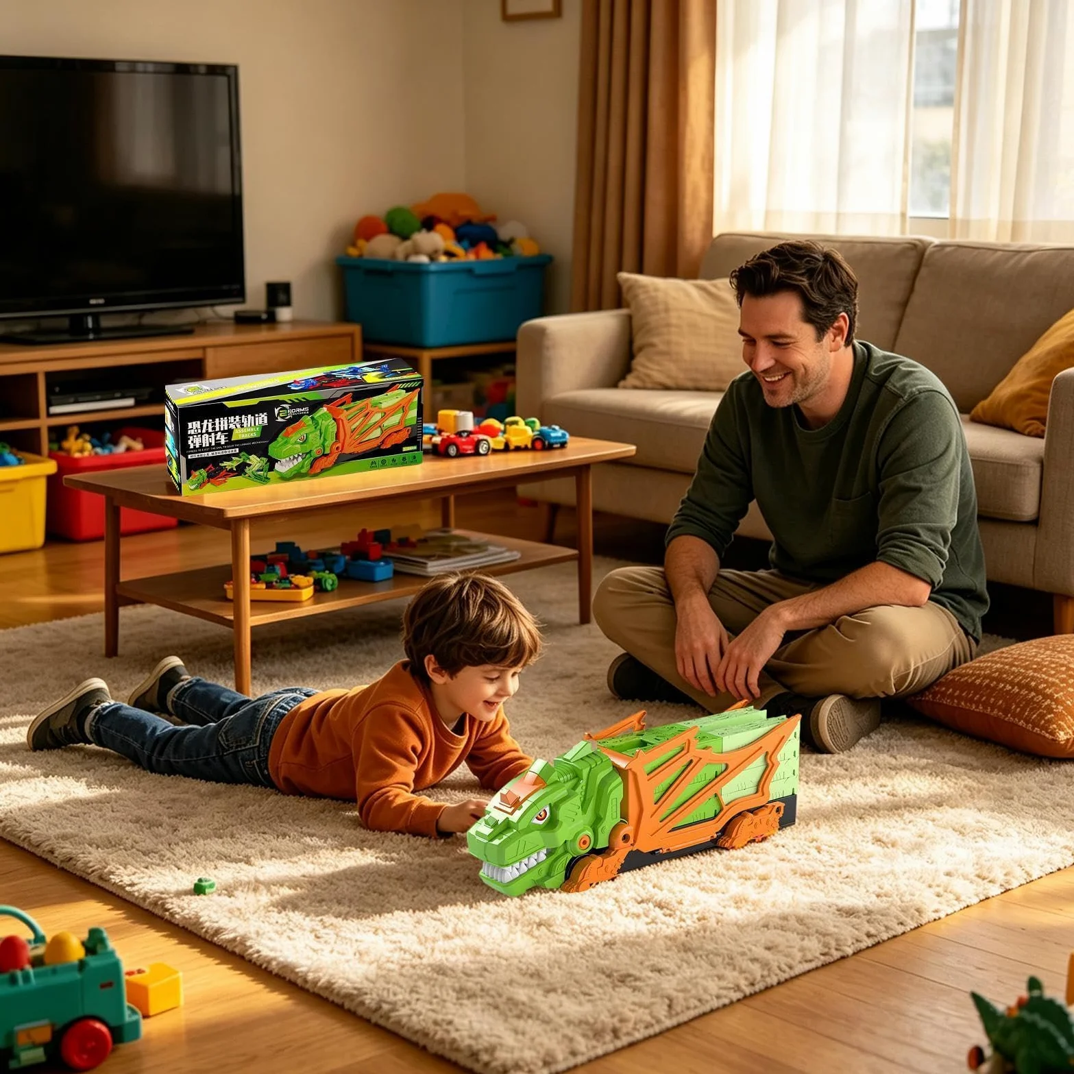 Generico Pista Dinosauri Giocattoli Set Educativo Colorato Di Veicoli | Set Giocattolo Pista Dinosauri Con Veicoli Per Bambini Maschi Asilo all'aperto e al chiuso Giardino Casa Compleanno Viaggio