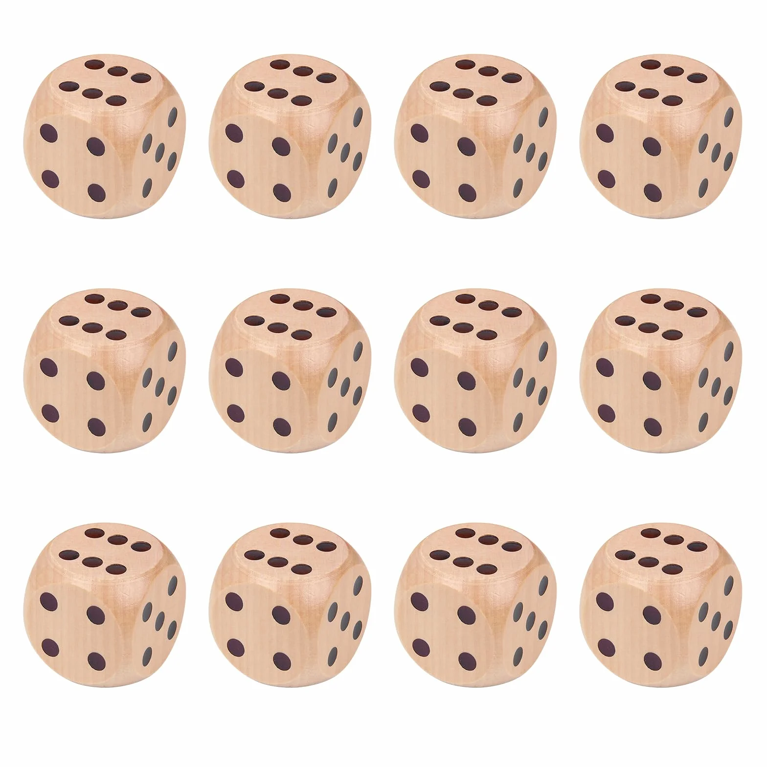 12 dadi da 30 mm – dadi in legno a sei lati per giochi da tavolo e giochi da festa