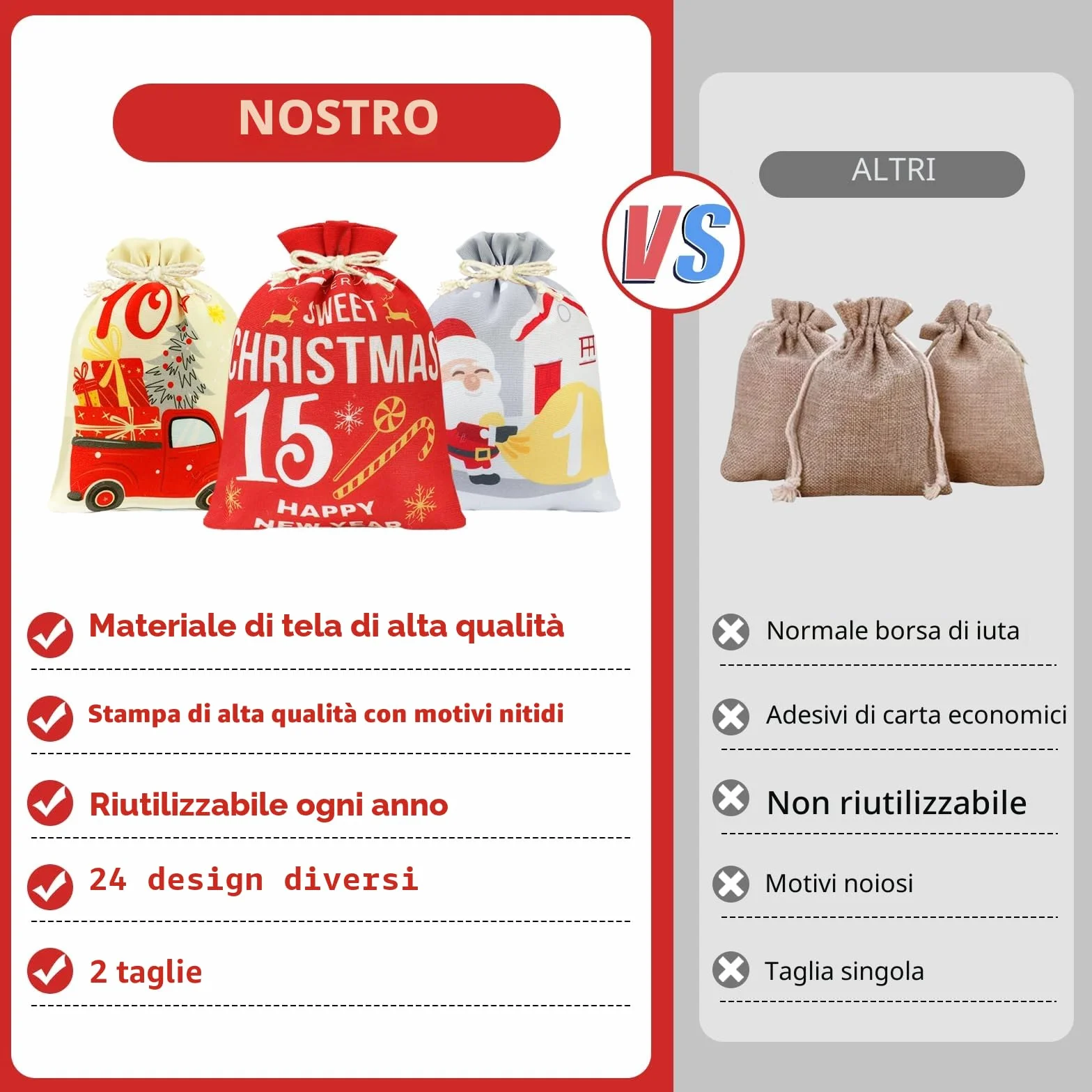 Calendario Avvento Fai da Te, Sacchetti Calendario Avvento Bambini, Kit Calendario Dell Avvento Fai da Te, Grande Calendario Avvento 2026 Fai da Te da Riempire Stoffa, Sacchetti Avvento Natale