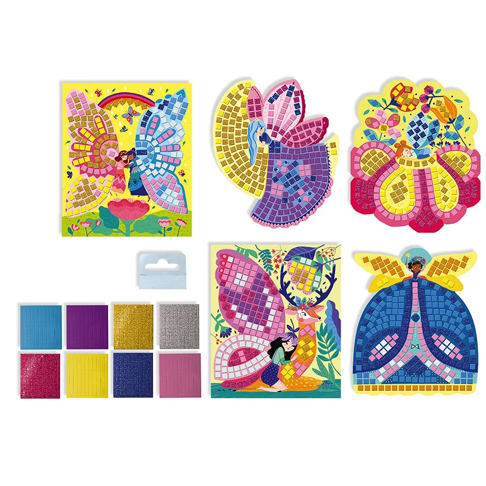 Janod Set Creativo Mosaici in Gommapiuma Fate, Les Ateliers Du Calme, Abilità Motorie Fini E Apprendimento della concentrazione, dai 5 Anni in su, J07960, Multicolore, 22 x 4 x 26 cm