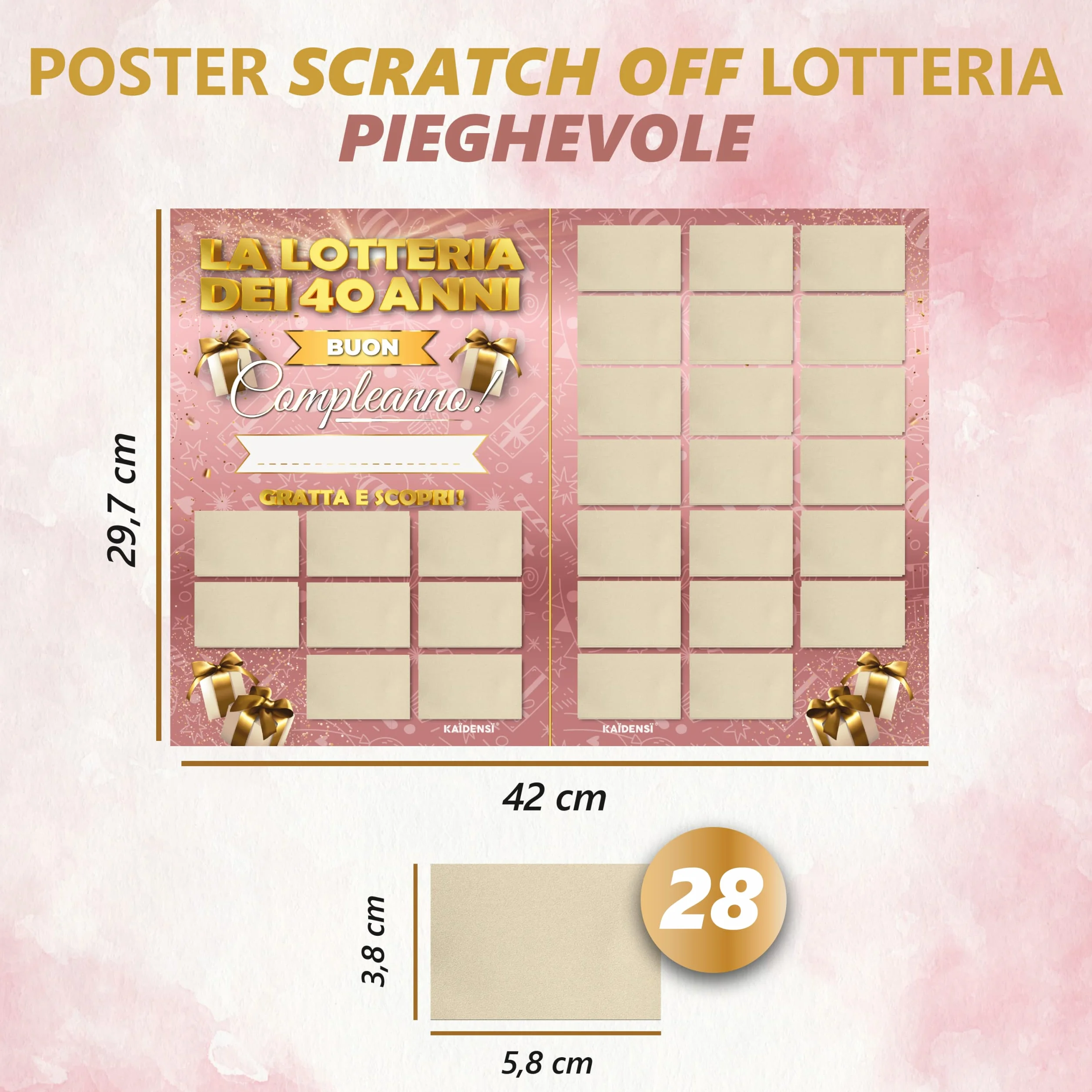 Maxi Gratta e Vinci Personalizzato Gioco Compleanno – Idea Regalo Lotteria del 40enne Versione A3 - Calendario Auguri Grattabile 40 Anni Per Invitati - Regali Divertenti 40 Anni Uomo Donna Originale