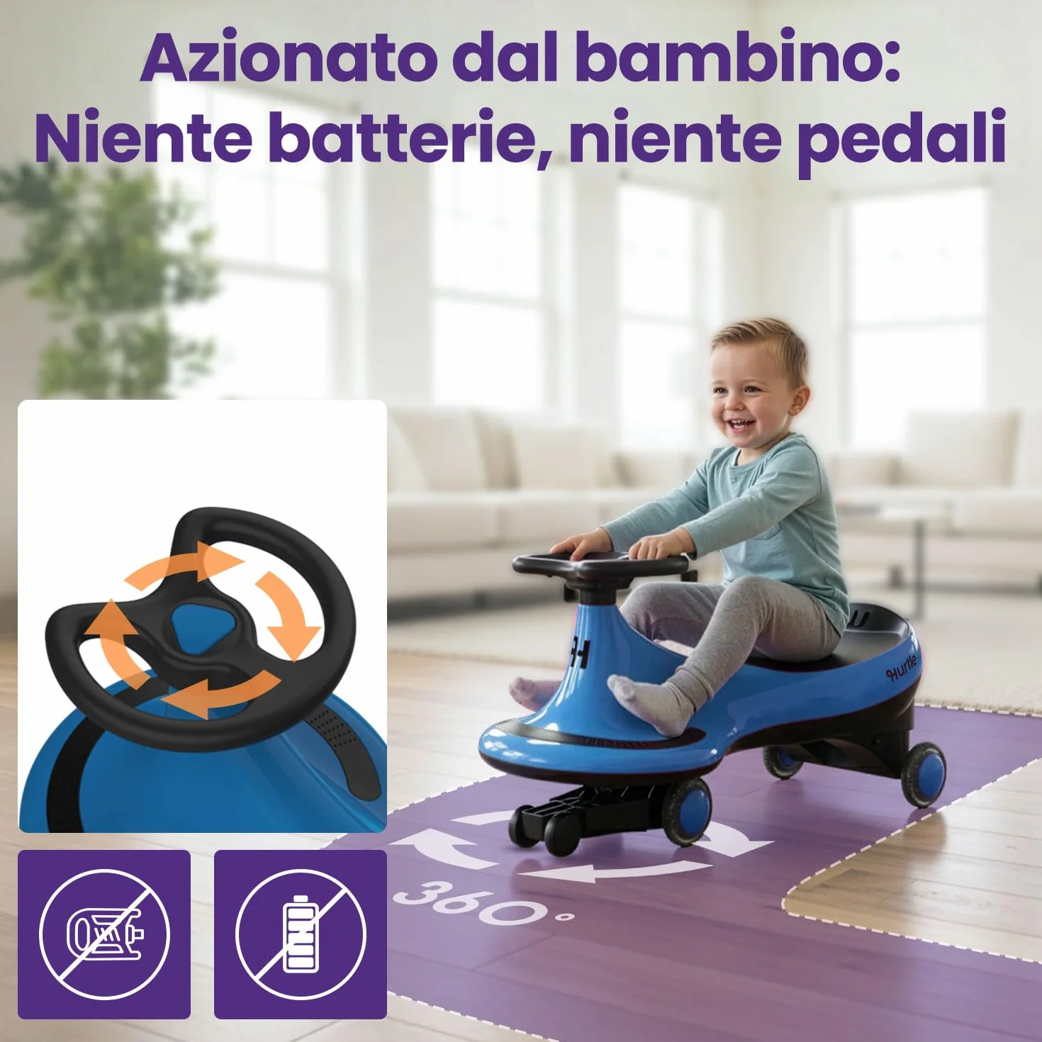 Hurtle Macchina per Bambini Cavalcabile a Movimento Oscillante, senza Pedali, Blu